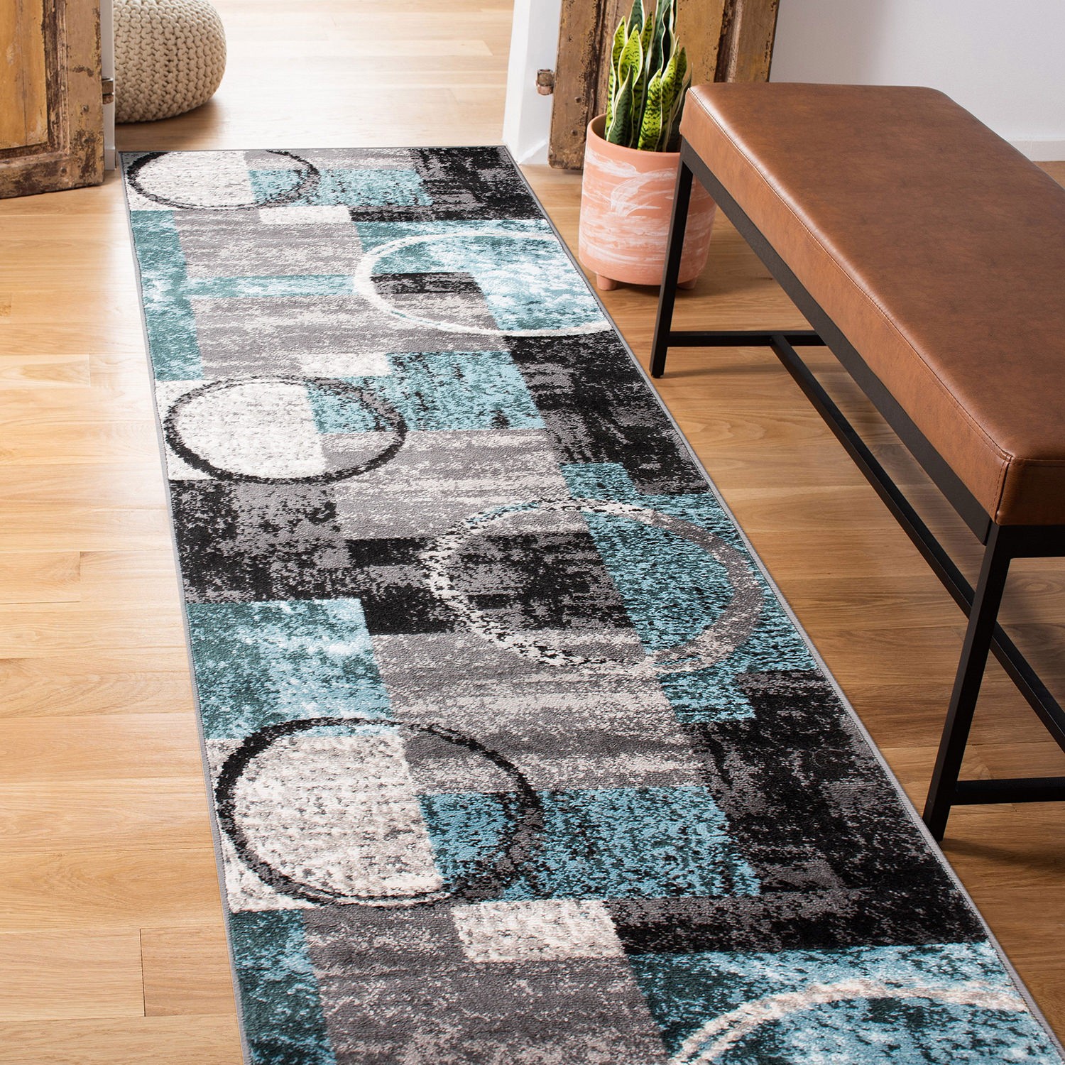 Rugshop Rugs Runners Abstract Circle Carpet Rug Runner Kitchen Rugs 2’7″x12′