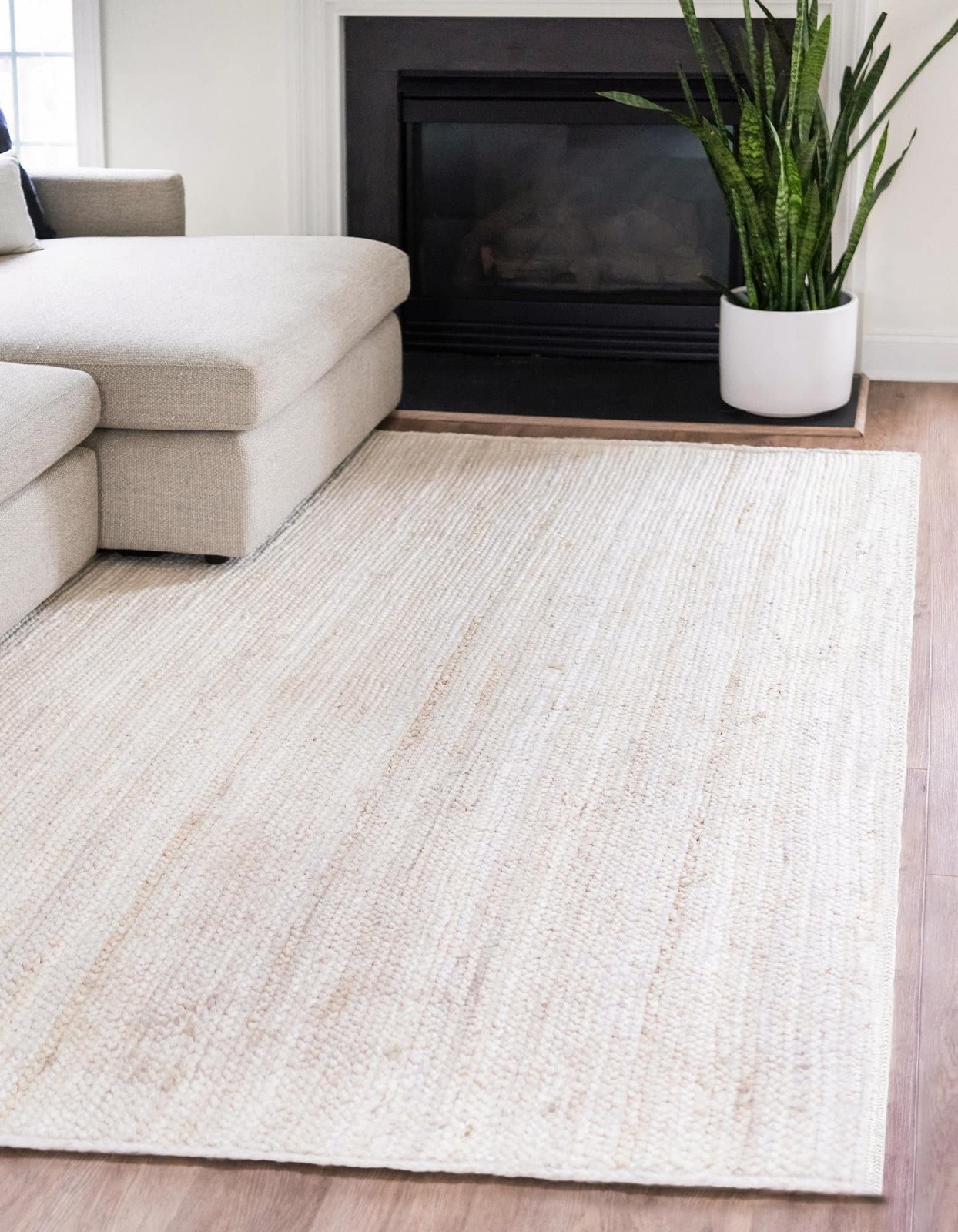Unique Loom Braided Jute Collection Area Rug – 3 3 X 5 1 Rectangle White 3153064