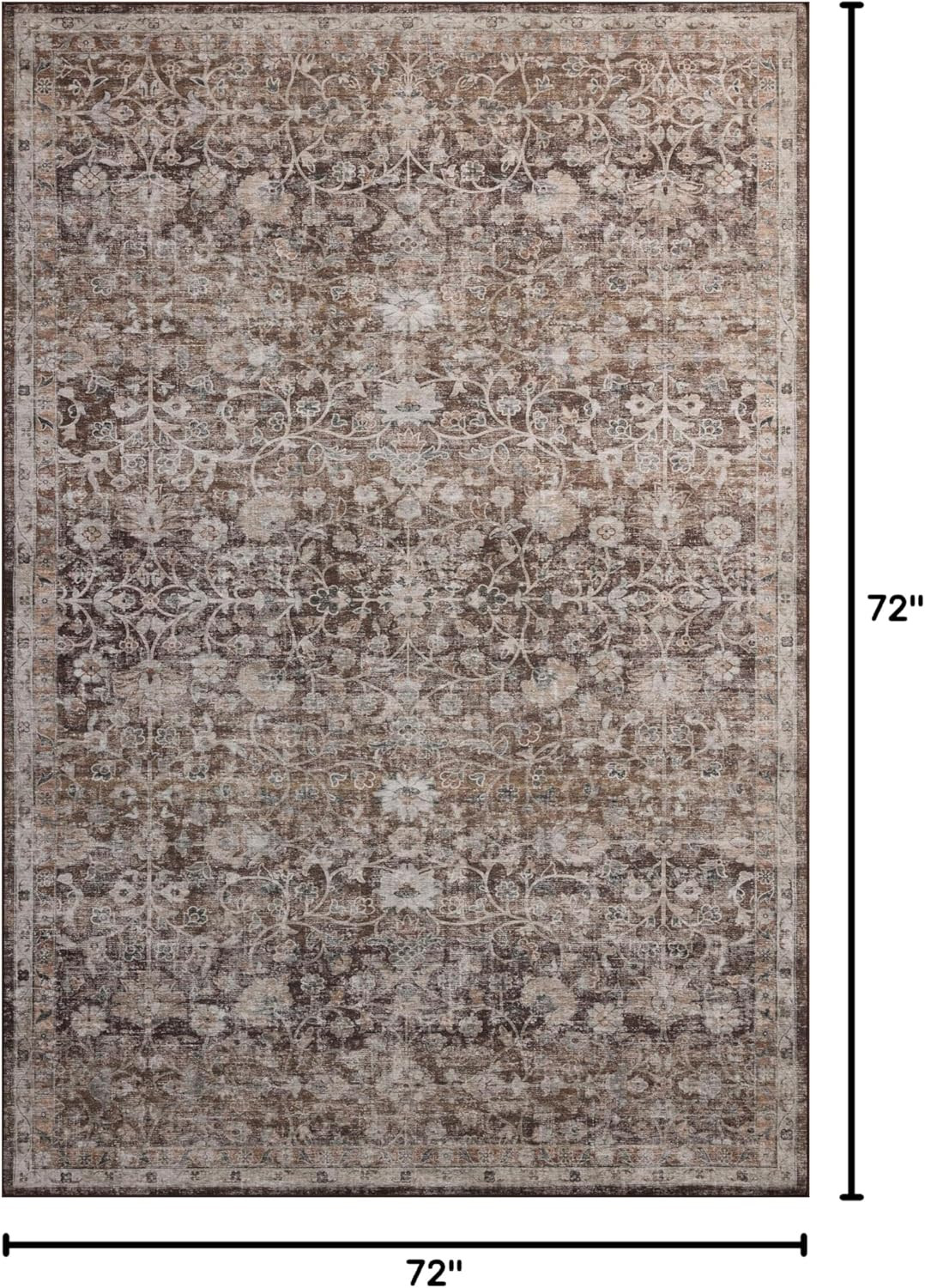 Loloi Josie Collection Round Area Rug 6′ Earth/Natural, Machine Washable