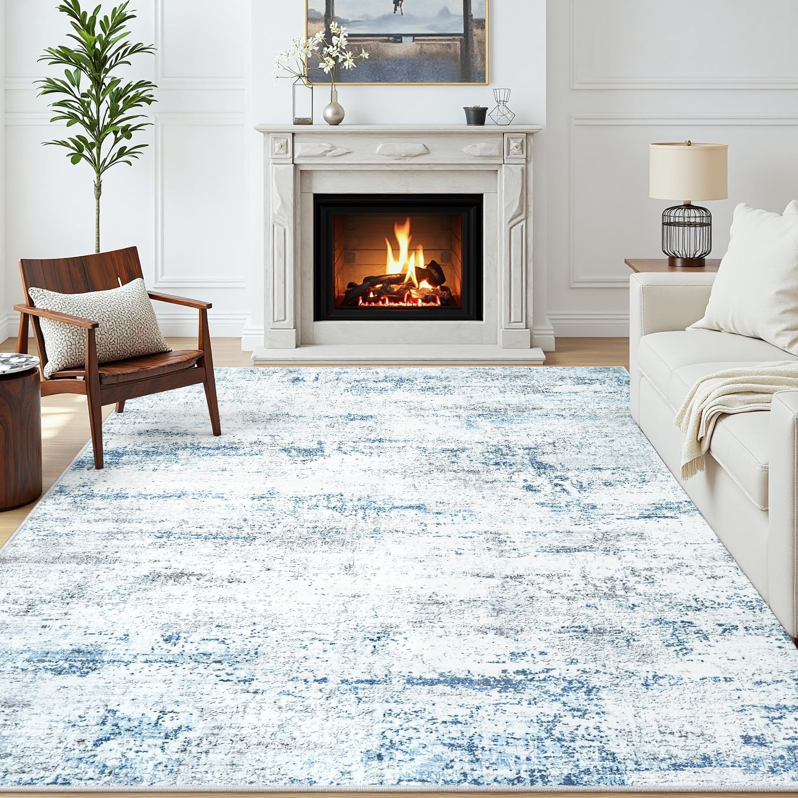 Area Rug Living Room Rugs: 5×7 Large Soft Indoor Carpet Modern Abstract Rug w…