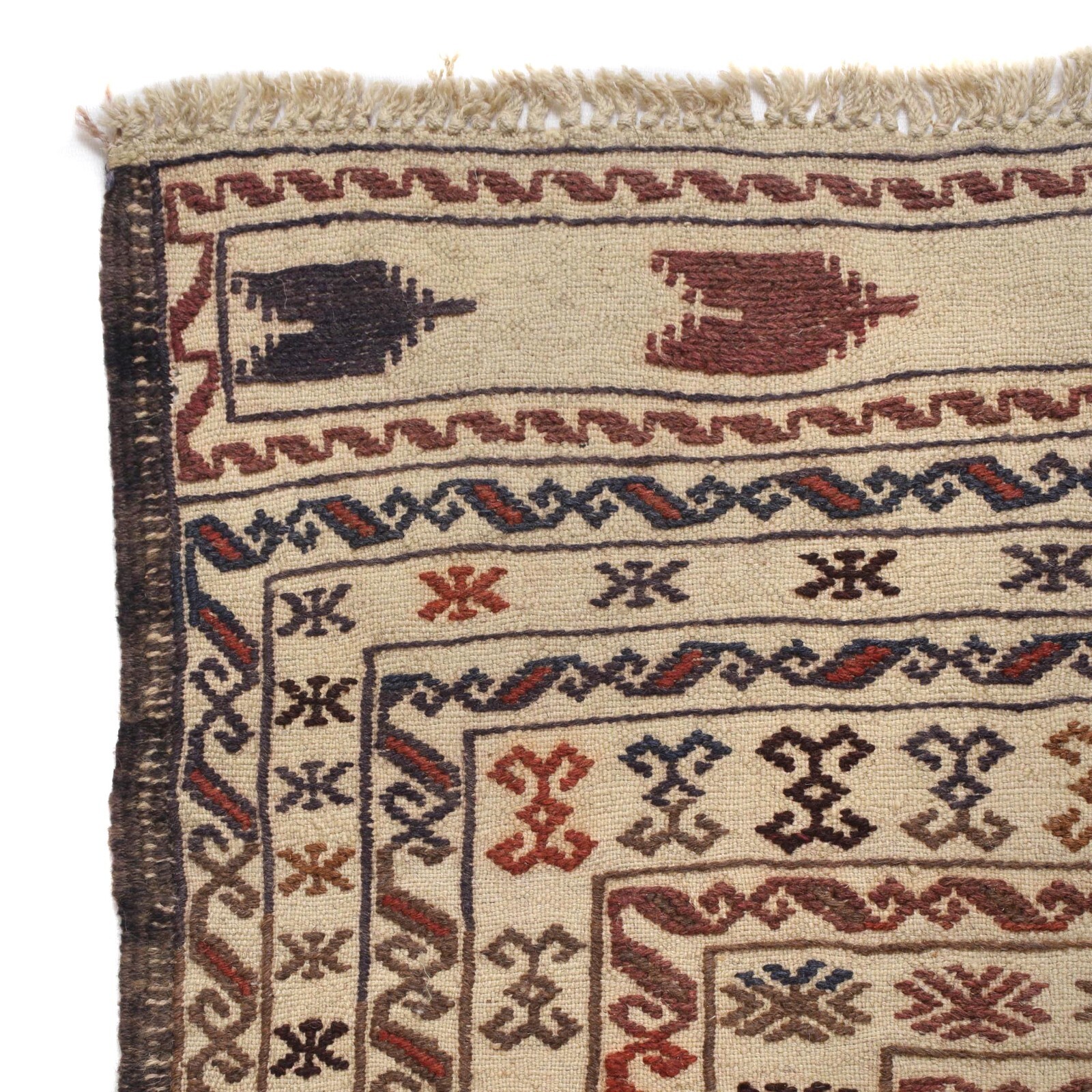 Old Soumak Handmade Oriental Flat Kilim Woolen Afghan Home Rug, 4’5×5’11 ft 2356