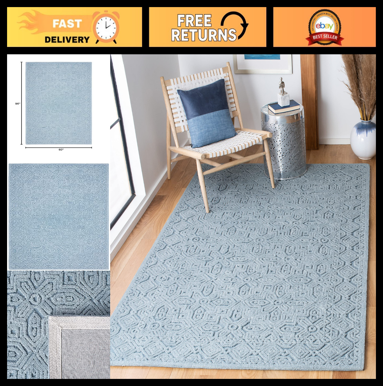 Transitional Unisex Adult Area Rug – Modern Design, Soft & Durable, Home Decor