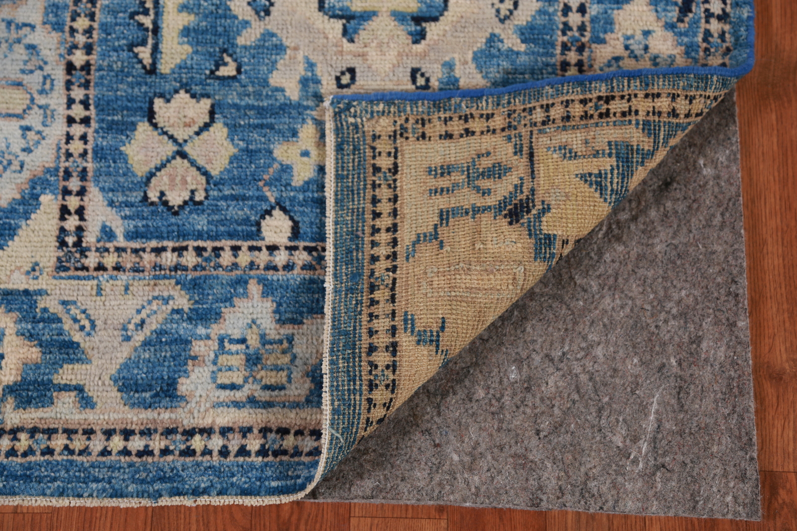 Blue Vegetable Dye Oushak Turkish Handmade Wool Runner Rug for Hallway 3×10 ft