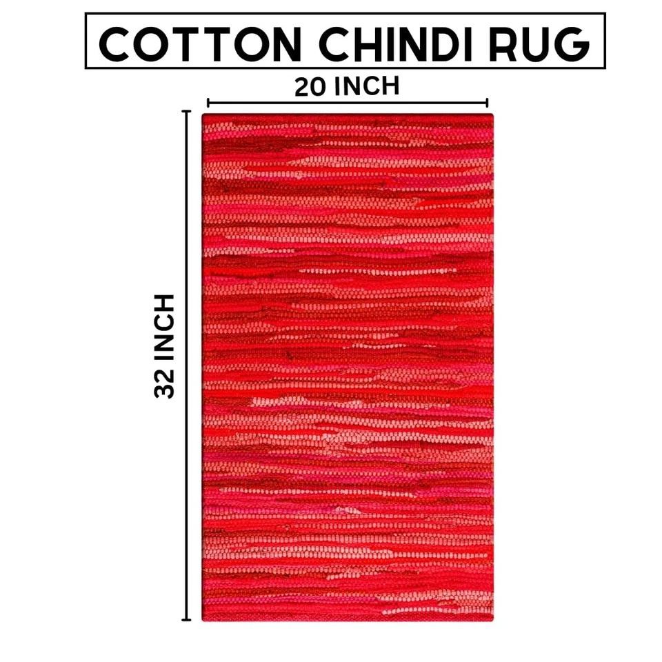 Savi Home Hand Woven 100% Cotton Chindi Rag Rug 20″x32″ – Red Multi, Recycled…