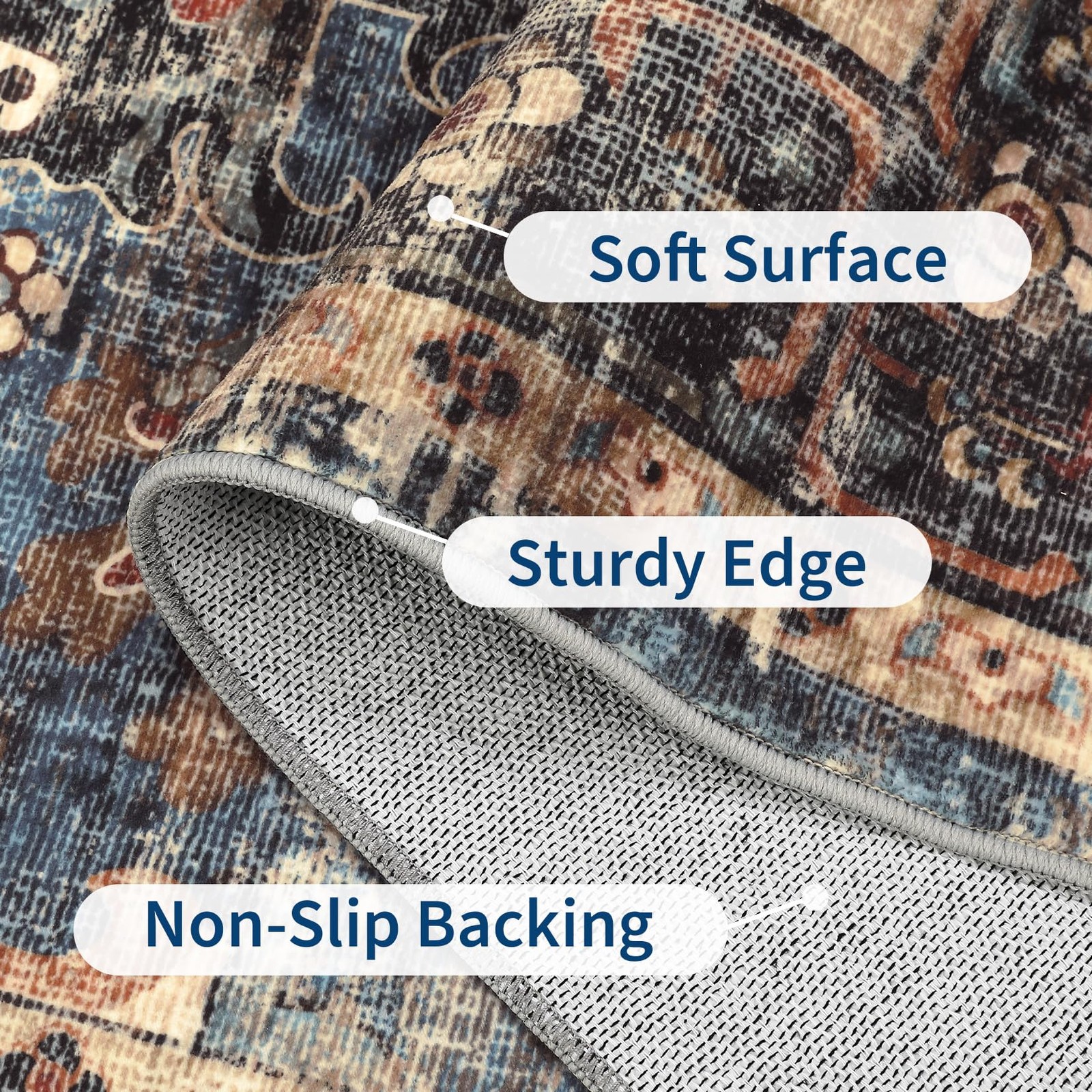 Washable Rug Runner 2×6 Vintage Runners for Hallways Non Slip Low Pile Long R…