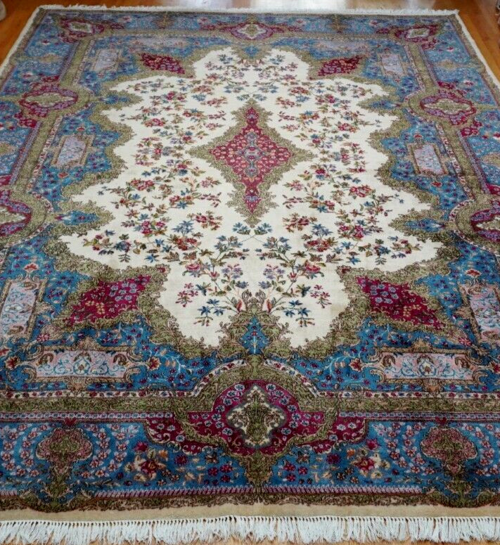 9’9″ x 13’4″ Antique Kermann Lavar Hand Knotted Wool Oriental Rug Excellent