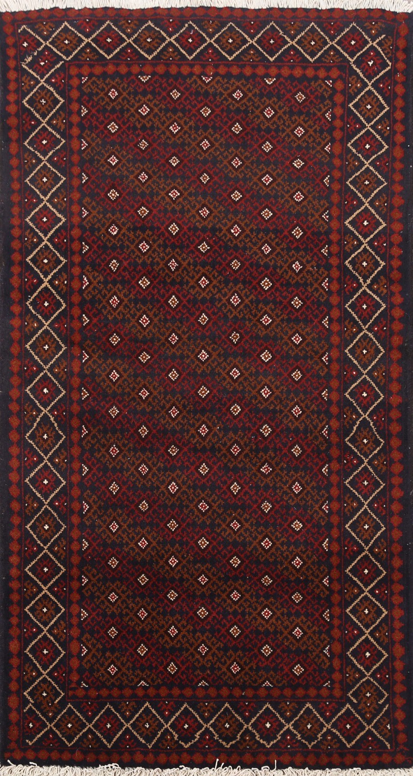 All-Over Geometric Balouch Afghan Oriental Area Rug Hand-Knotted Wool Carpet 3×5