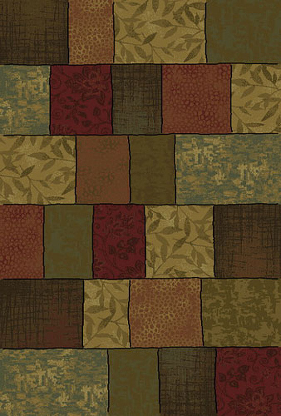 Multi-Color Geometric Squares Boxes Leaves Area Rug 030C1 – Aprx 3′ 10″ x 5′ 5″
