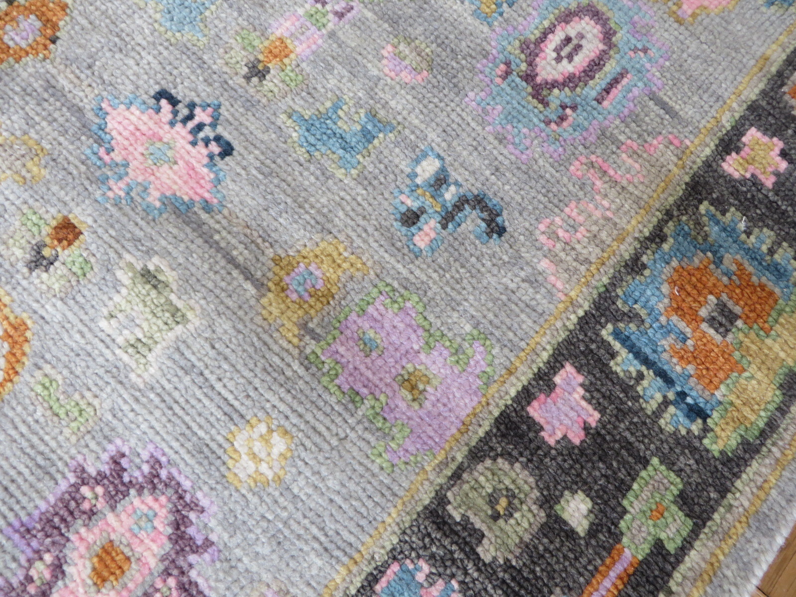 3 x 12’2 Runner Hand Knotted Gray Colorful Oushak Oriental Rug G13054