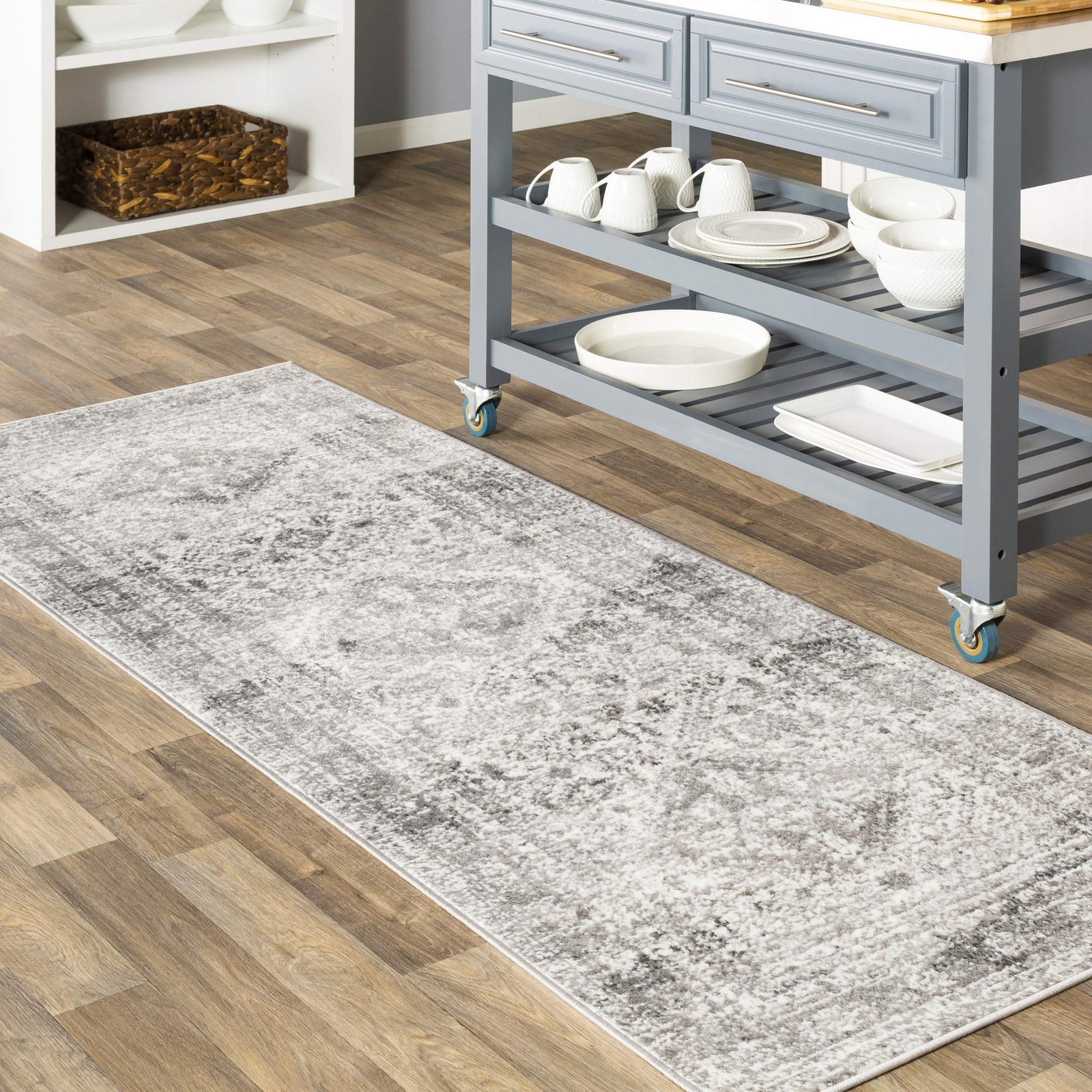 Desta Vintage Oriental Runner Area Rug,2’7″ x 7’3″,Charcoal