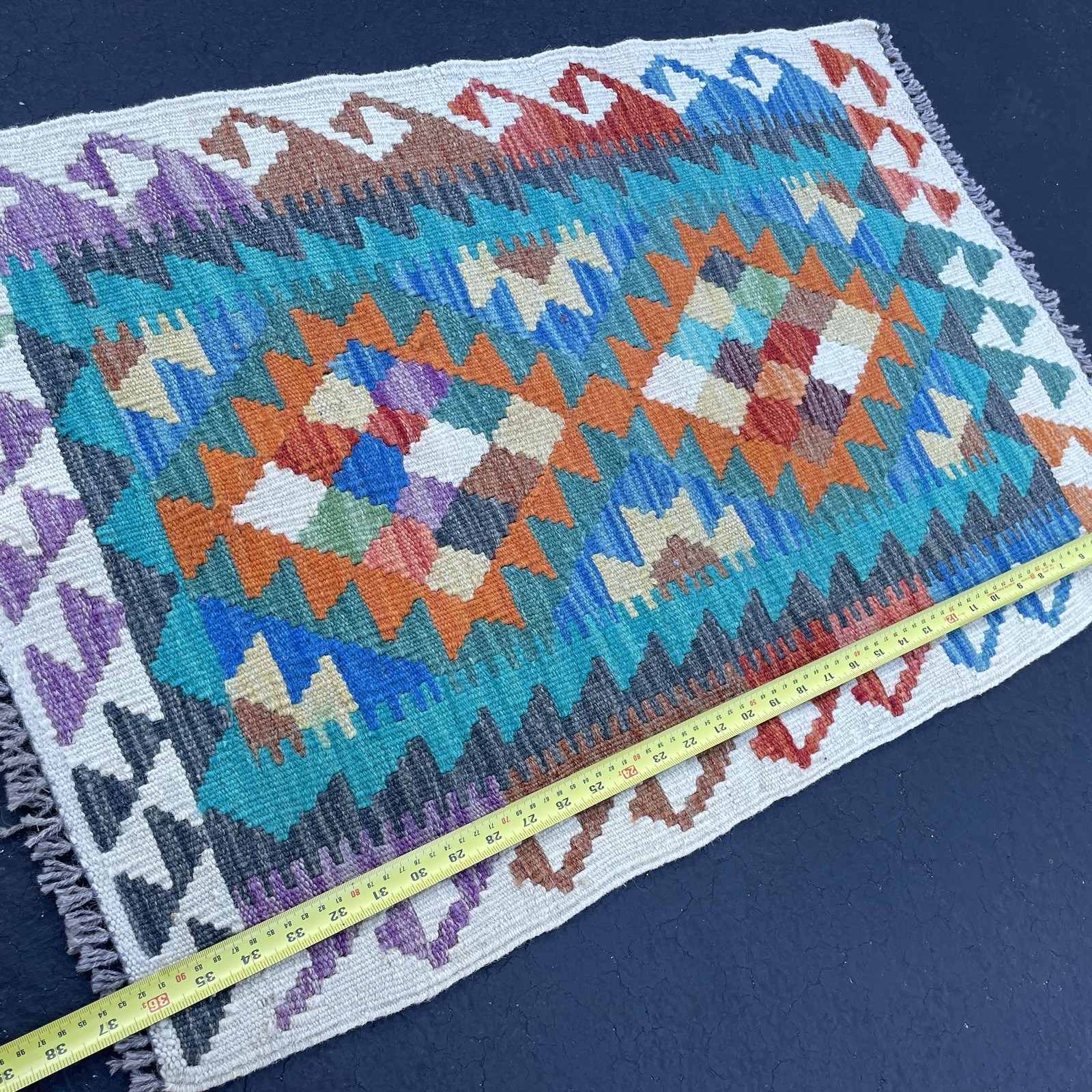 Handmade Kilim Rug 2 FT x 3 FT Rectangle Flatweave Pile Wool Tribal Aztec NWT