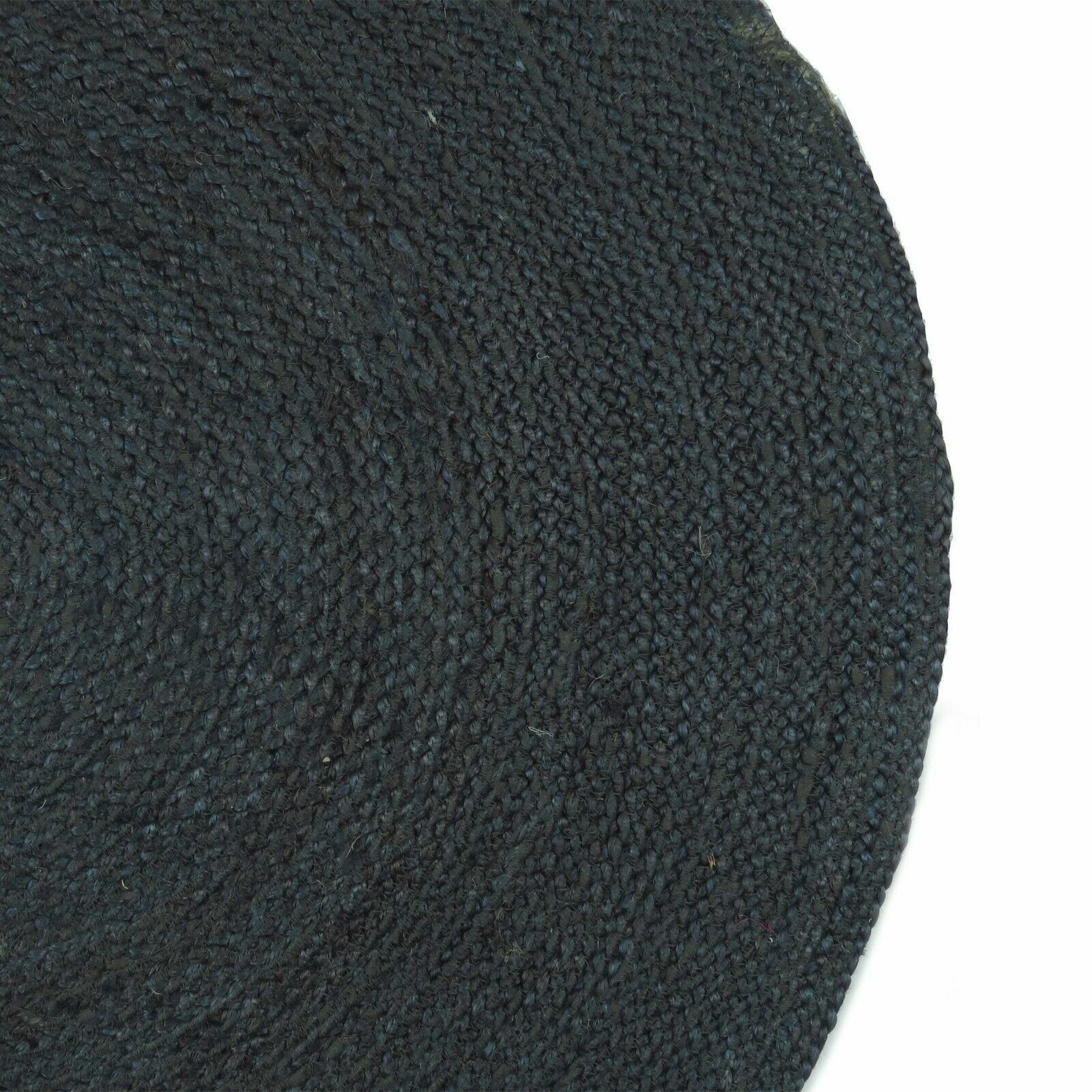 Rug Jute Carpet Black Color Floors Handmade Natural Round Carpet Reversible Rug