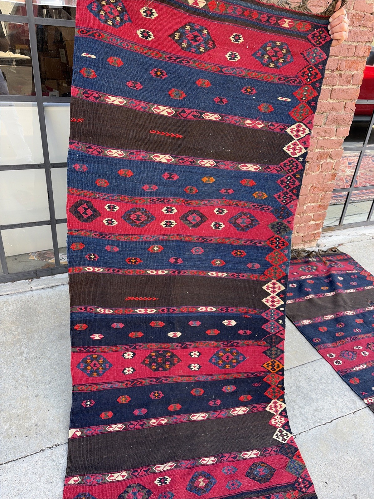 Auth: 19th C Yuruk Kurdish Kilim Drapery Hanging Wool & METAL 60×72