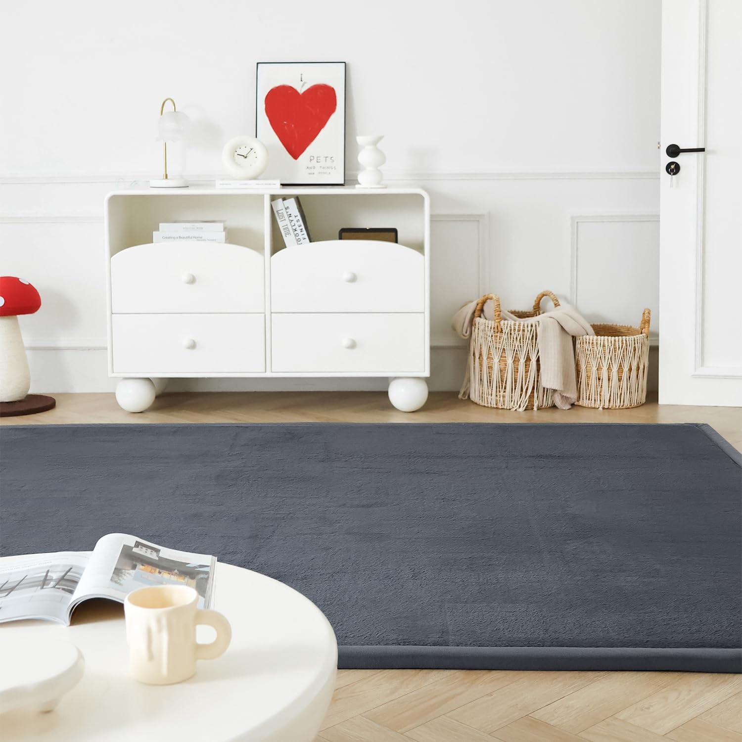 Faux Rabbit Fur Rug – 1.18″ Thick Soft Fluffy Area Rug, Non-Slip Memory Foam …