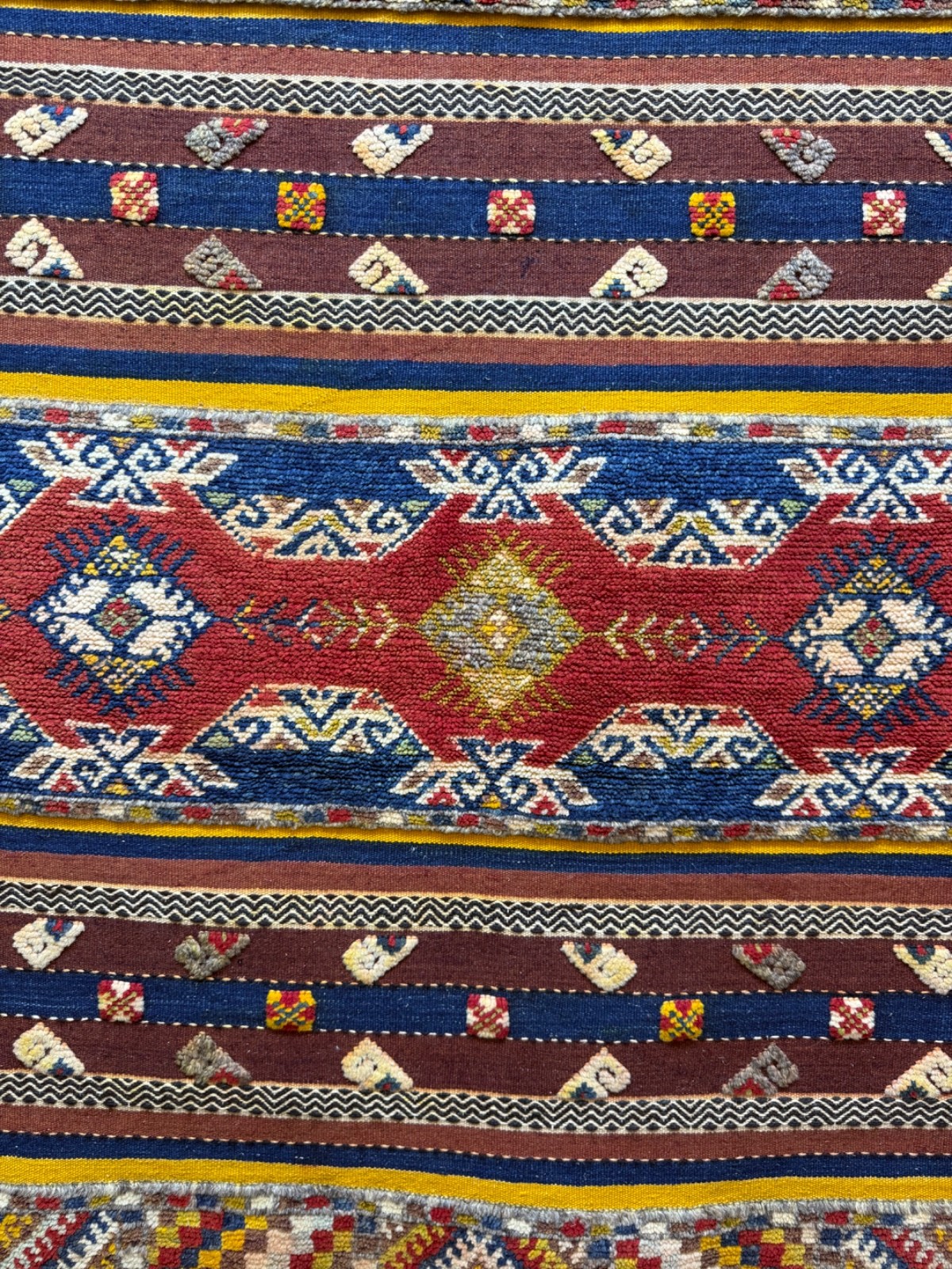 Vintage Fabulous Hand Made Moroccan Wool Kilim Rug Carpet 206×112 Cm