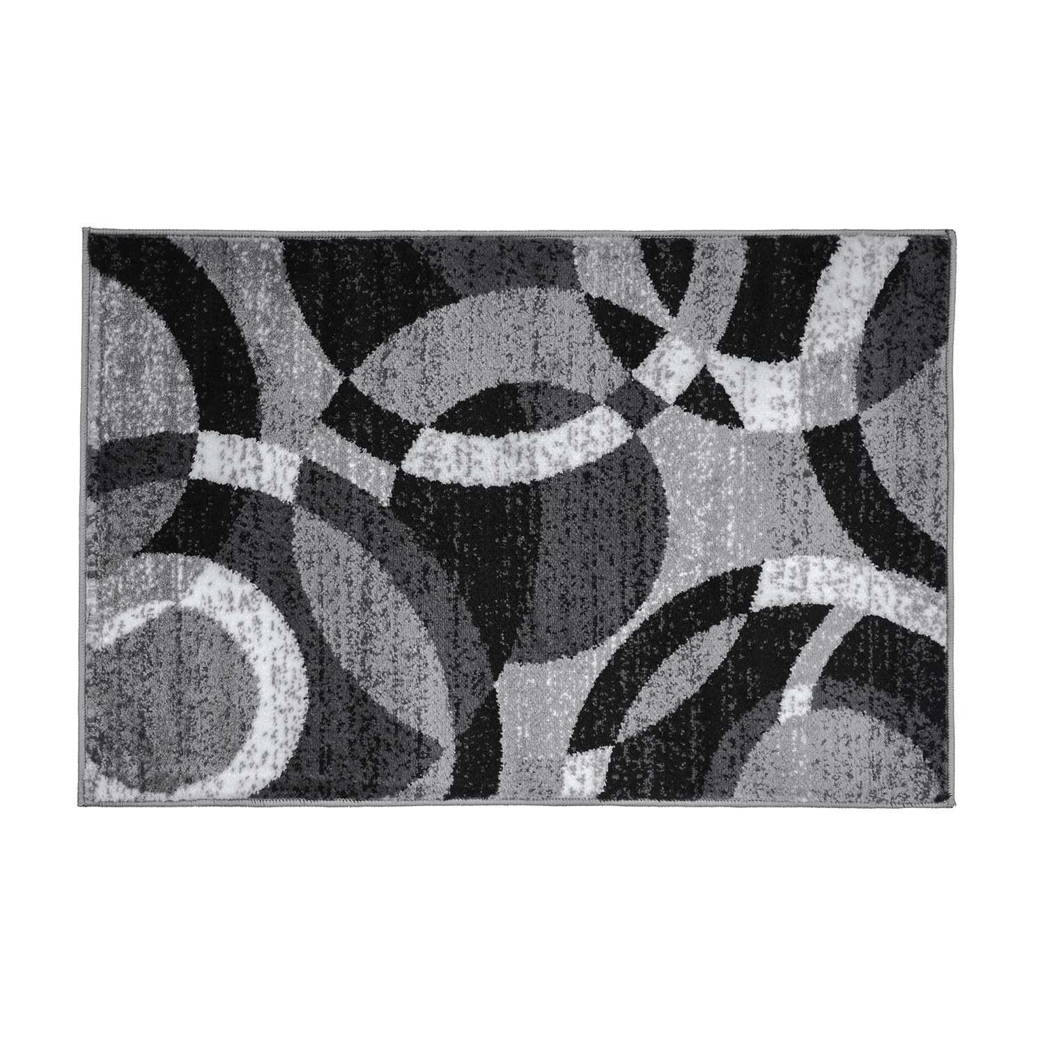 Abstract Circles Contemporary High Traffic Area Rug Gray 2′ x 3′