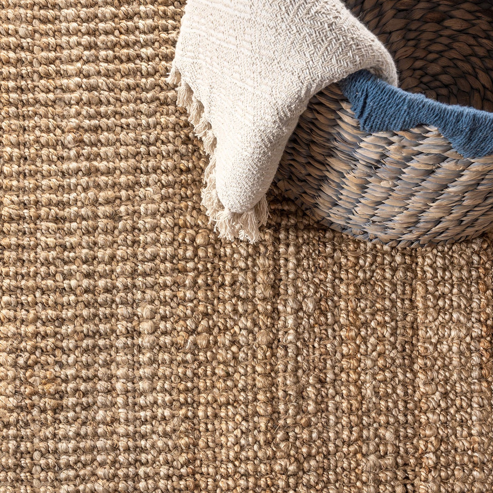 NRF102A-3 Pata Hand Woven Chunky Jute Indoor Area -Rug Bohemian Farmhouse Easy –