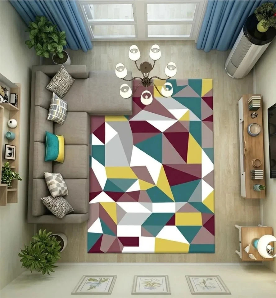 Hand Tufted Geometric Wool Rug Modern Abstract Area Carpet Scandinavian Rug
