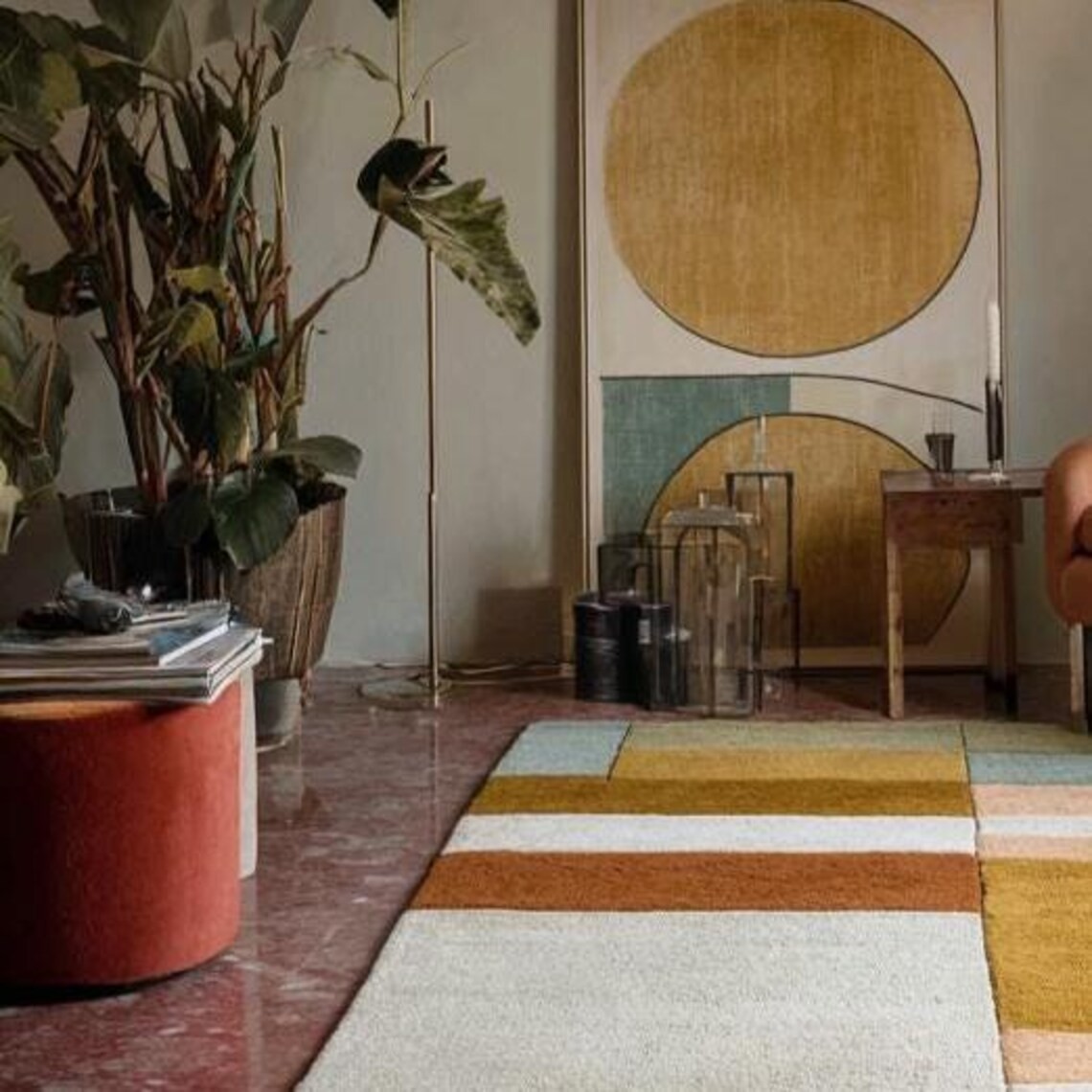 Modern Colorful Geometric Design Hand Tufted 8×10 Area Rugs for Living Room Rug.