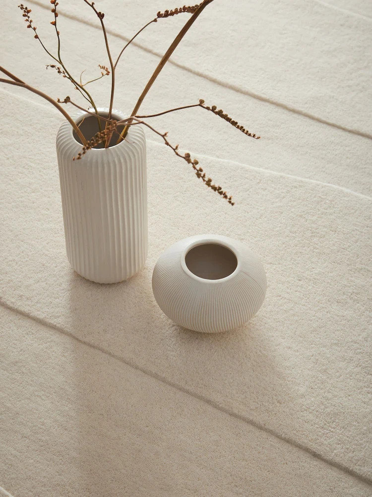 Modern Minimal Handmade Wool Area Rug 8×10 Living Room Neutral Textured Pattern