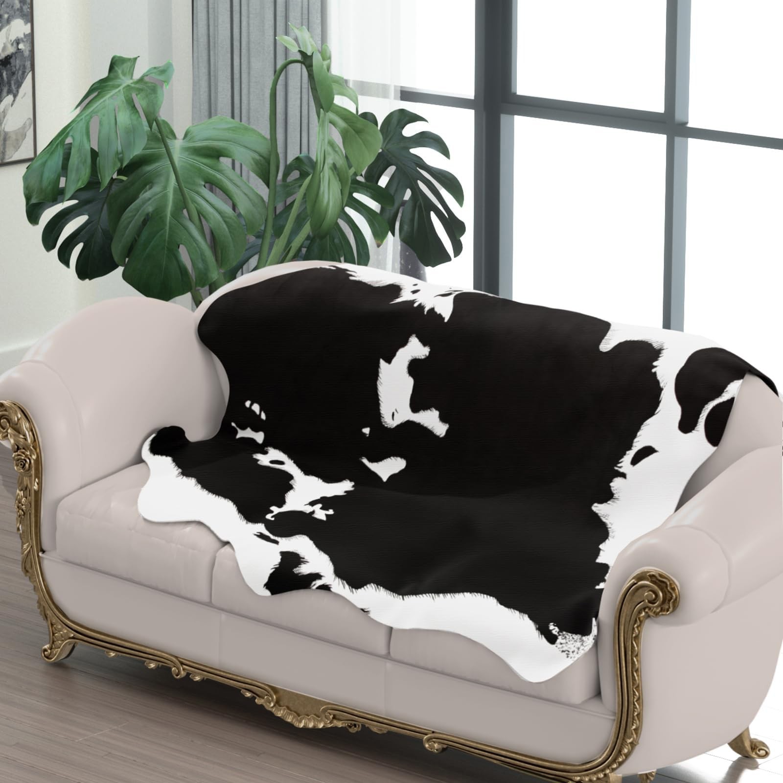 Faux Cowhide Rug Cute Cow Print Animal Area Carpet NonSlip 59×47.2 Inch