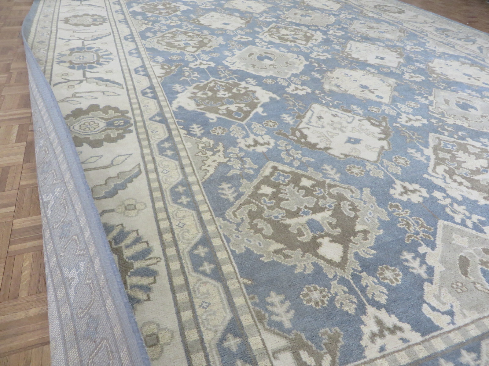 12 x 19’10 Hand Knotted Denim Blue Oushak Oriental Rug G10781