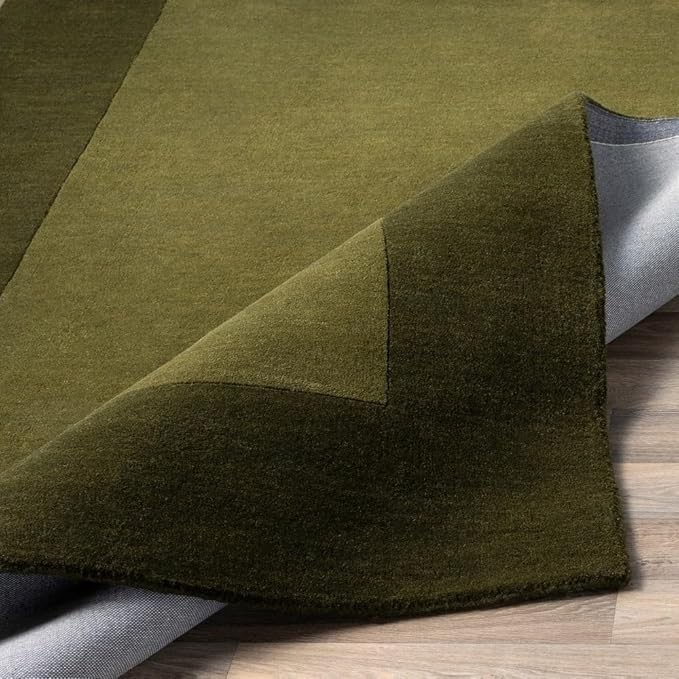 Green Harper Solid Border Modern Hand-Tufted 100% Wool Soft Area Rug Carpet