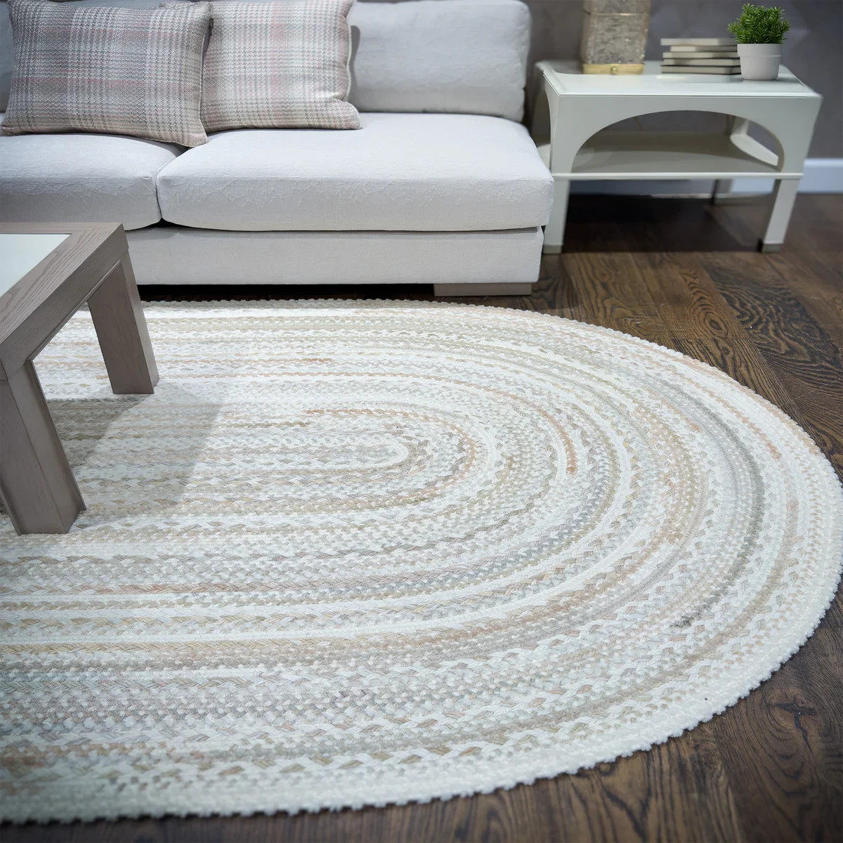 Capel Rugs Harborview Linen Wool Blend Country Round/Oval Braided Area Rug