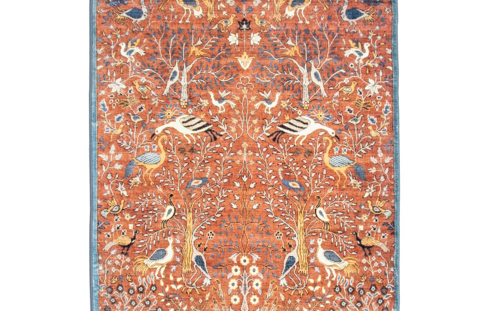 Burnt-Orange Birds Premium 1/4″ Pile Ultra Soft Non-Slip Padded Backing Area Rug