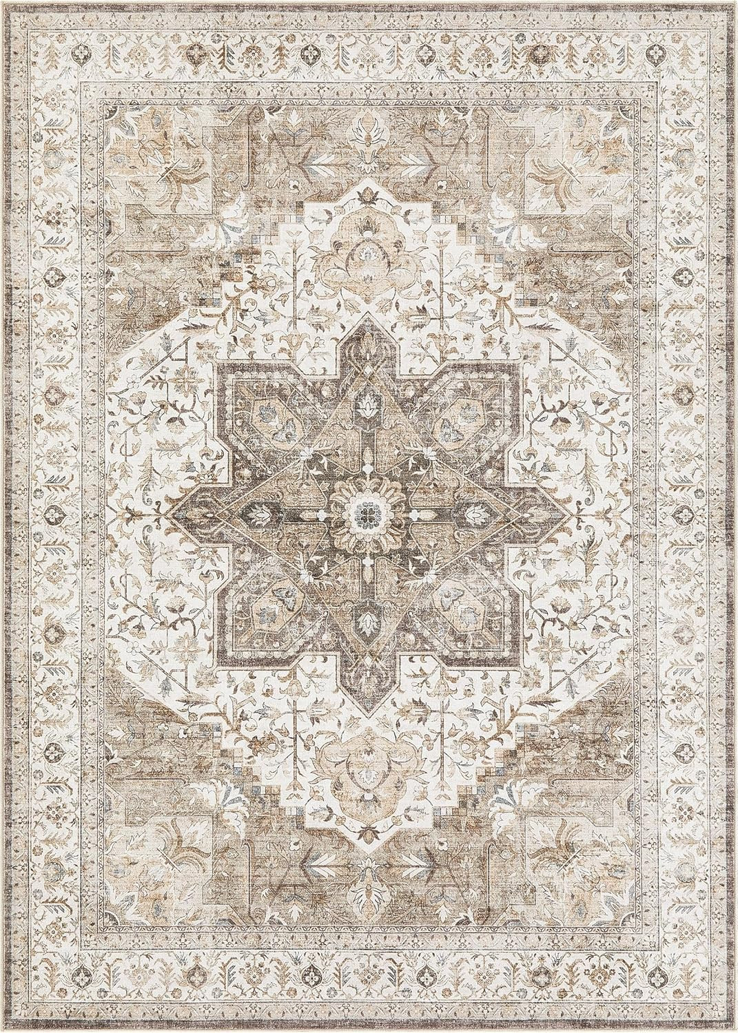 Area Rug Living Room Rugs – 10X12 Washable Boho Rug Vintage Oriental Distressed