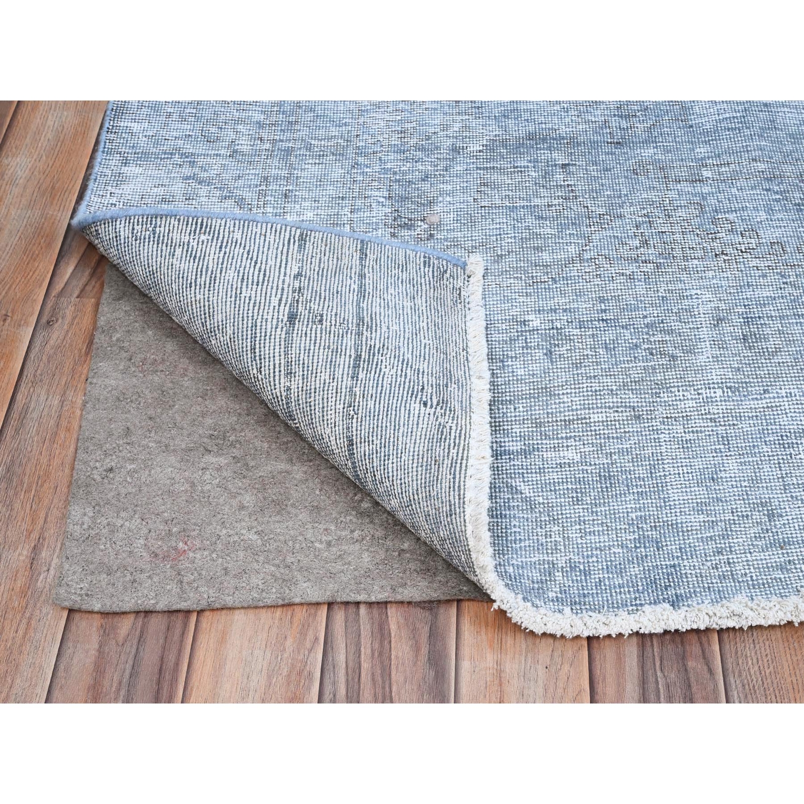 9’x11’8″ Blue Hand Knotted Overdyed Vintage Zoroastrian Tebraz Wool Rug R85539