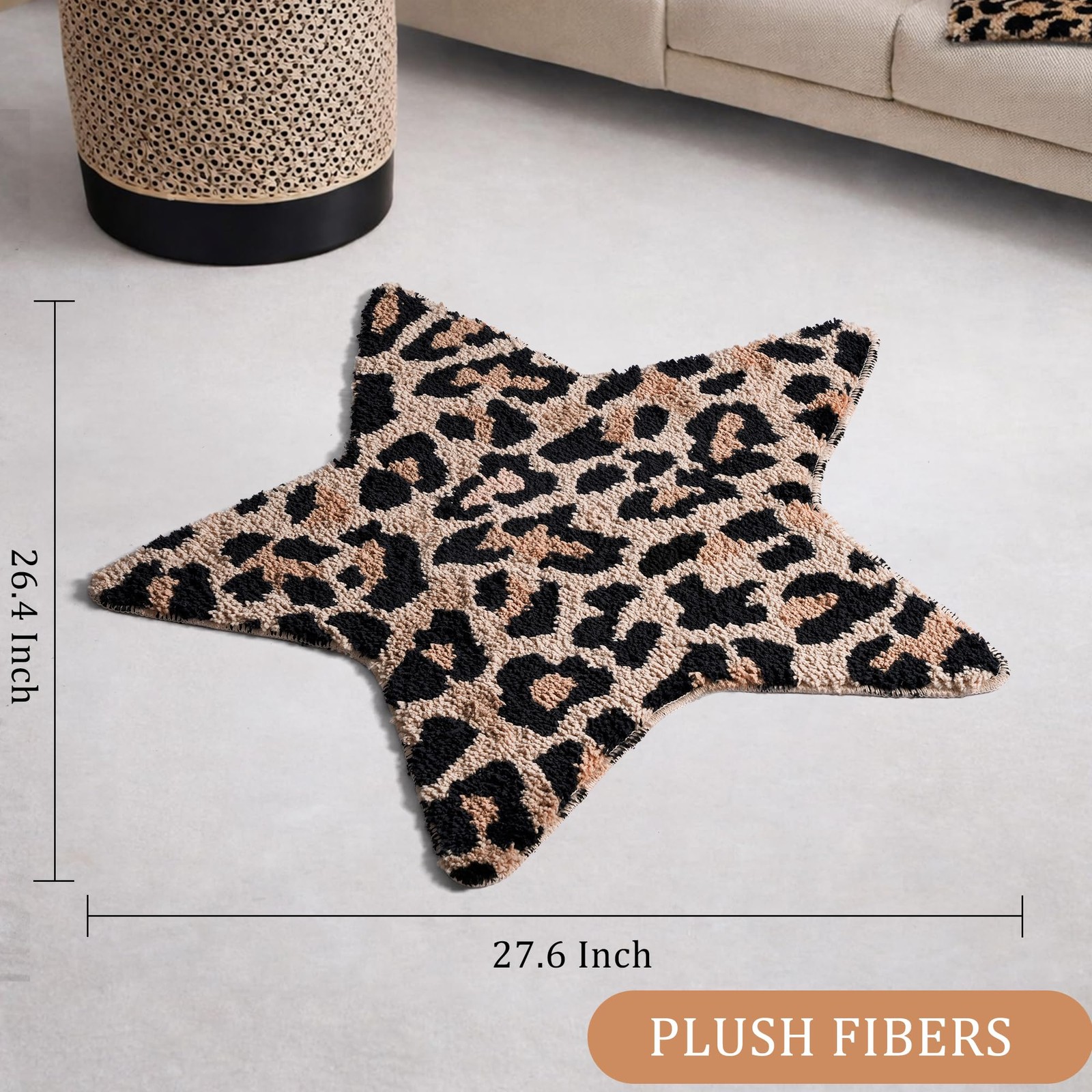 Cheetah Print Star Rug, 27.6″ Leopard Room Decor Area Rug for Bedroom and Liv…