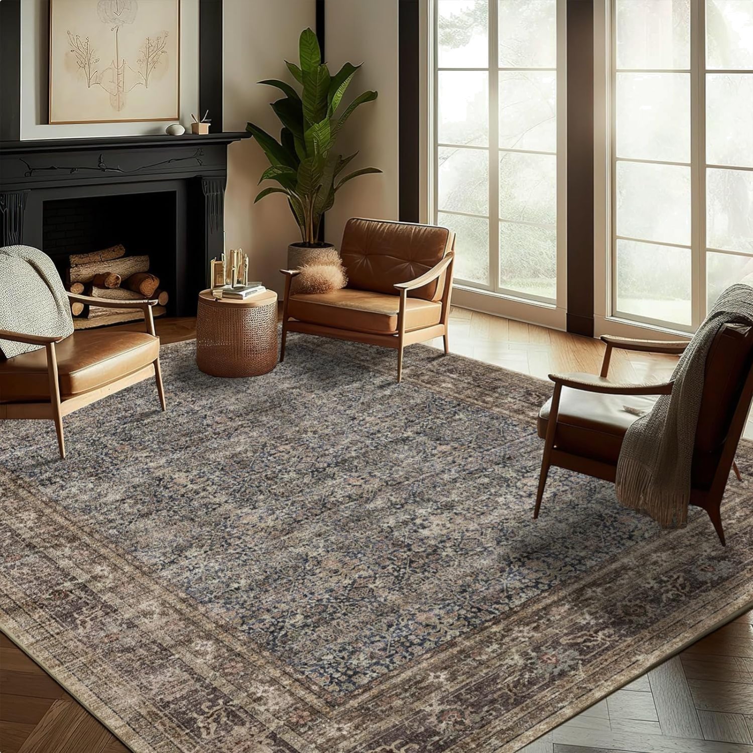 10’x14′ Ultra-Thin Boho Area Rug – Non-Shedding & Easy Care for Modern Homes
