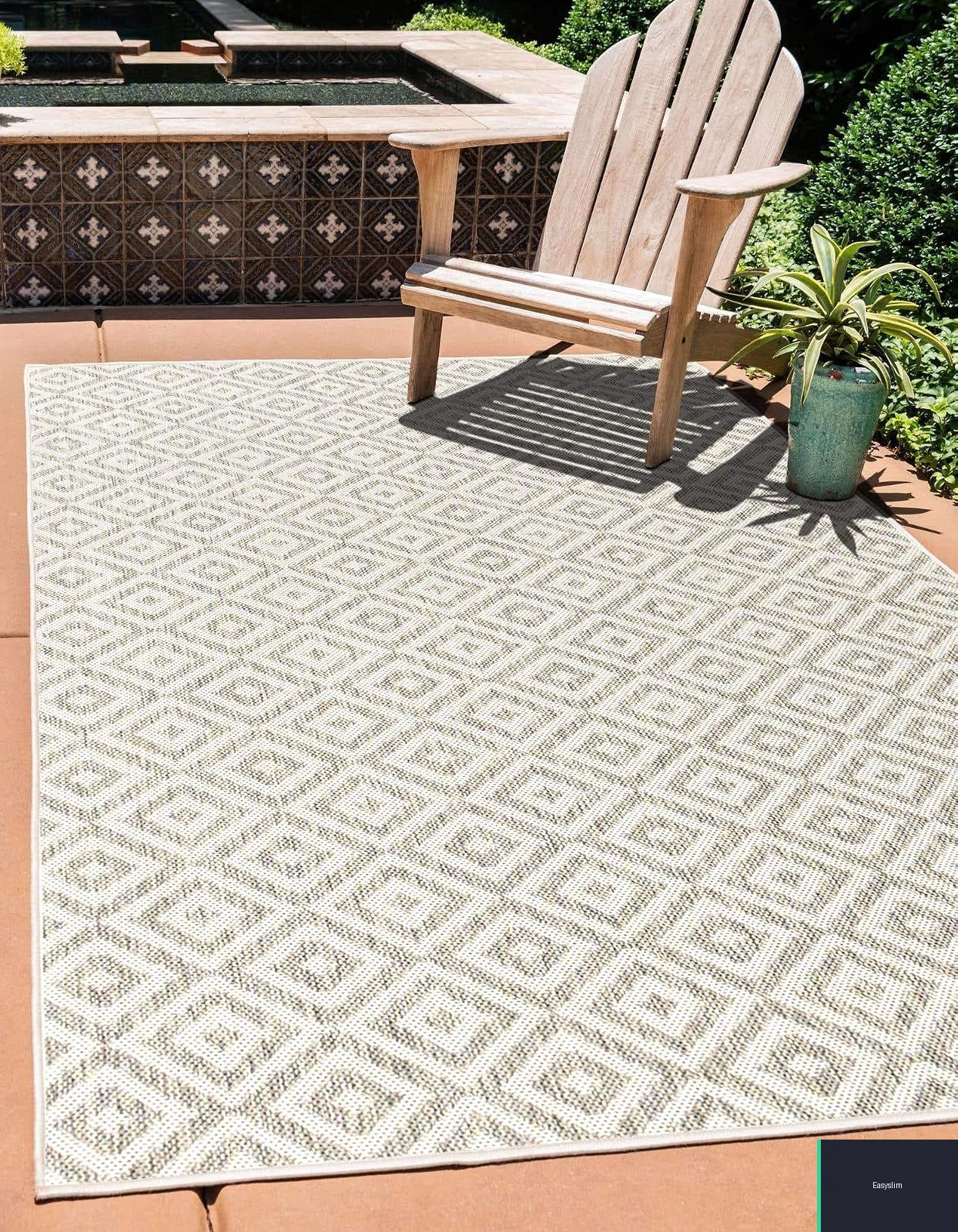 Area Rug 2’2×3’1 Geometric Modern Light Gray Ivory Medallion Polypropylene