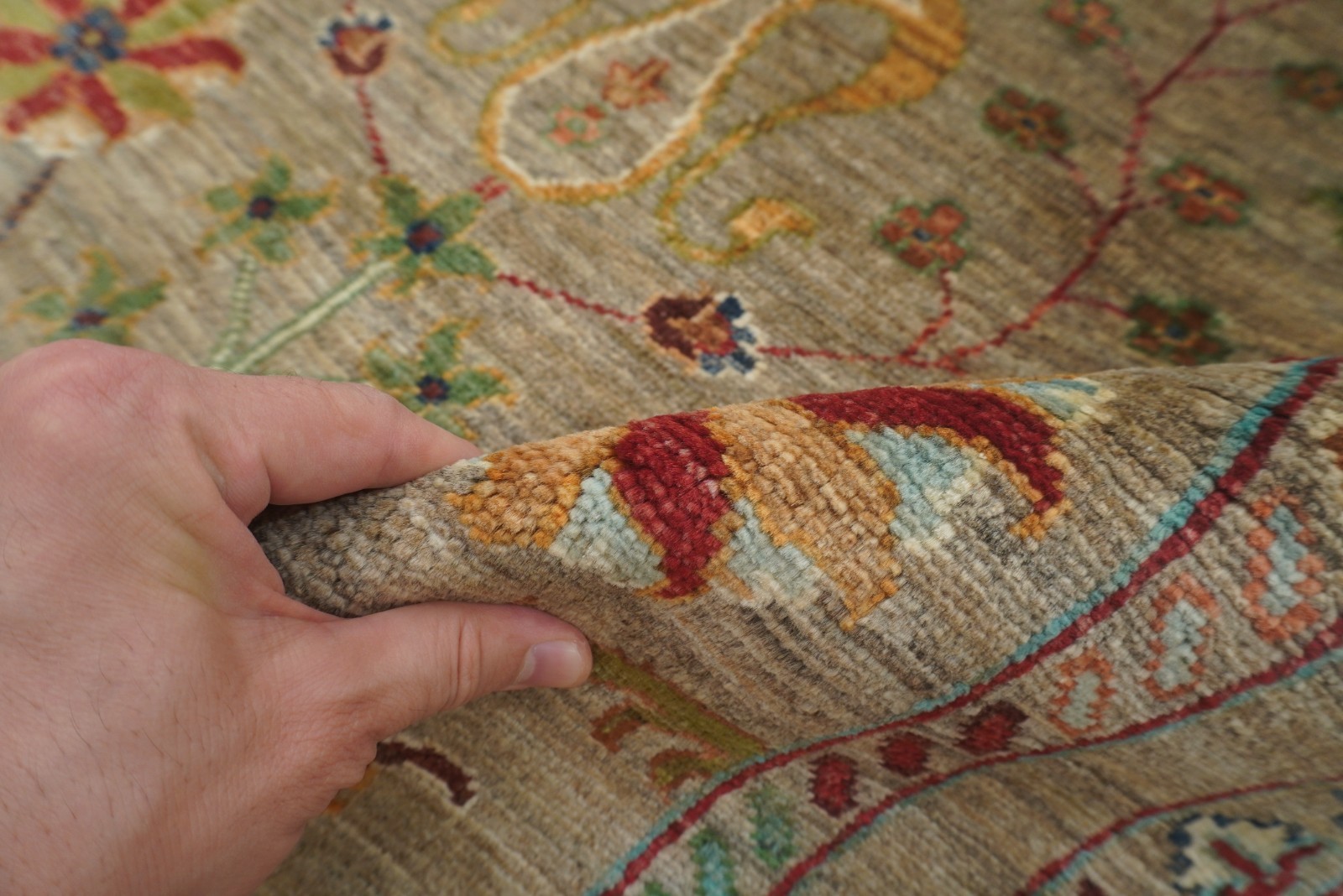 3×4 ft Green Waziri Afghan Hand Knotted Small Area Rug
