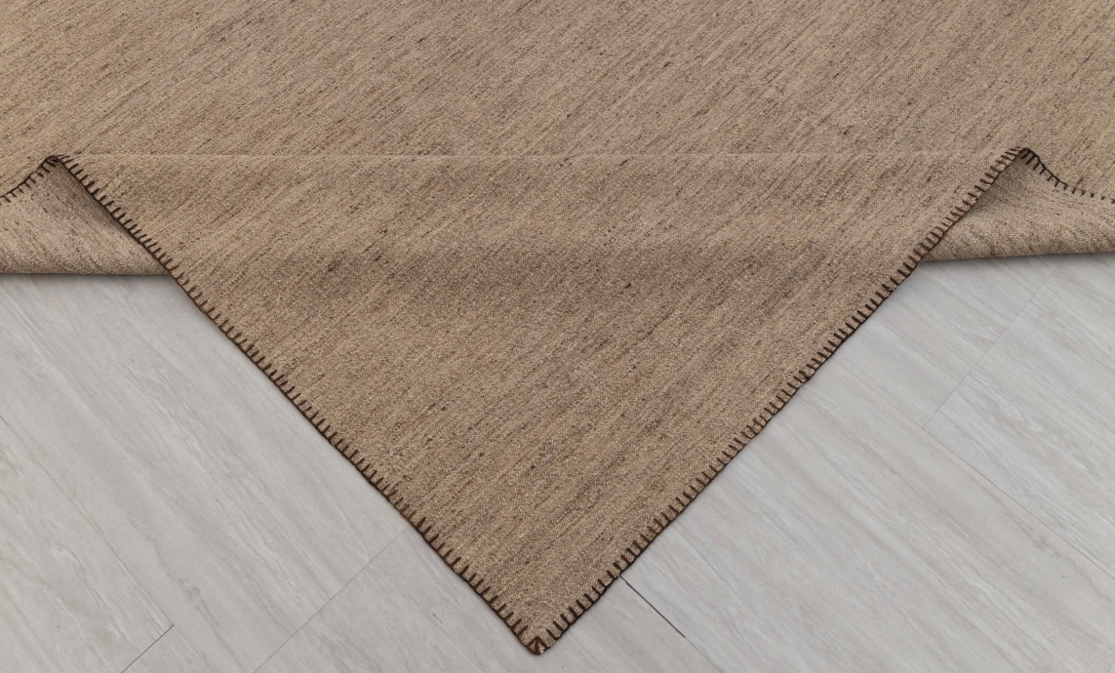 Beige Taupe Fine Weave Premium Wool Hand Woven Flatweave Kilim CUSTOM SIZE Rug