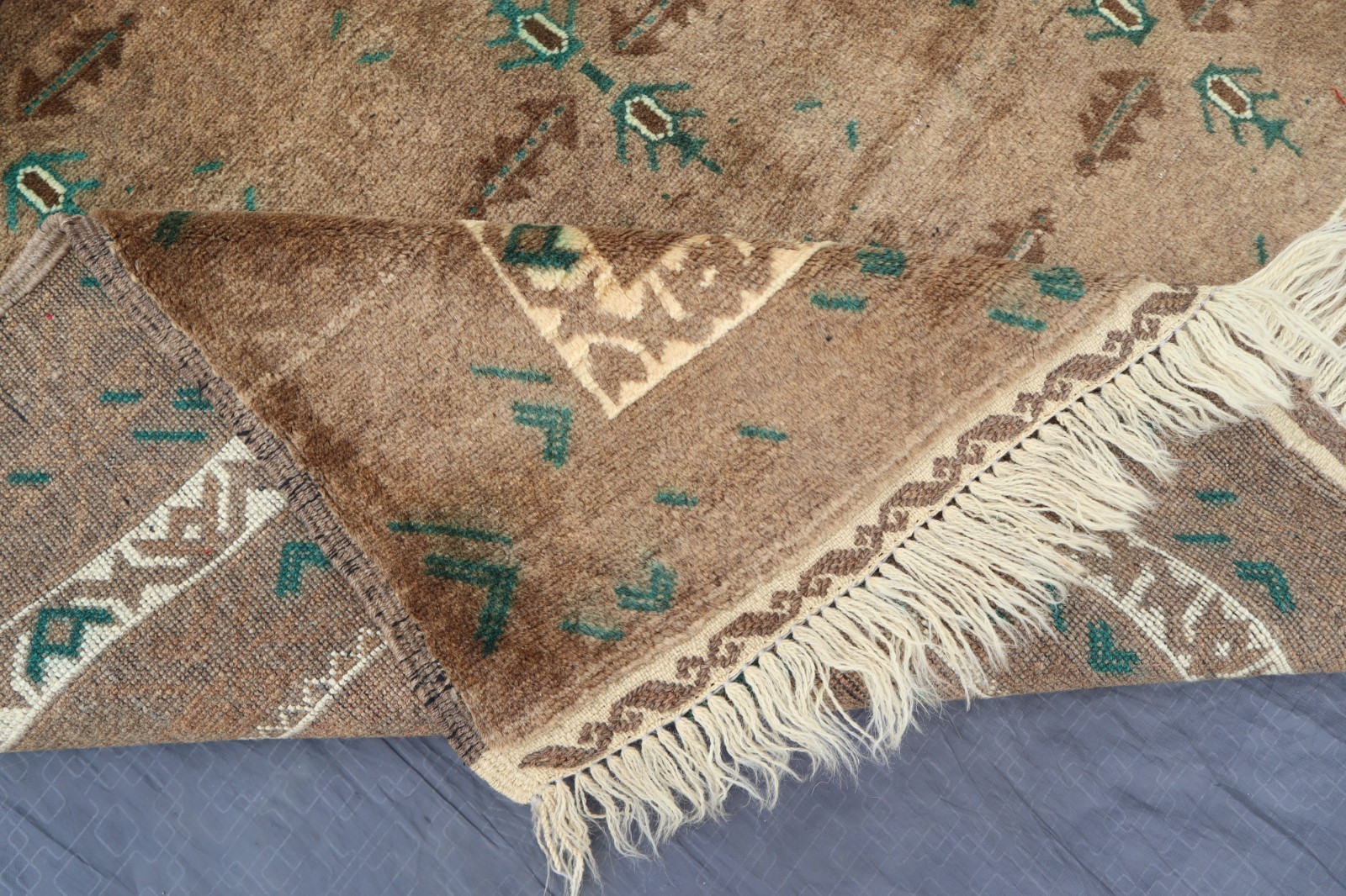 Terracotta Rug 3’8×6’3 ft Afghan Handmade Neutral Rug- Gray Caucasian Rustic Rug