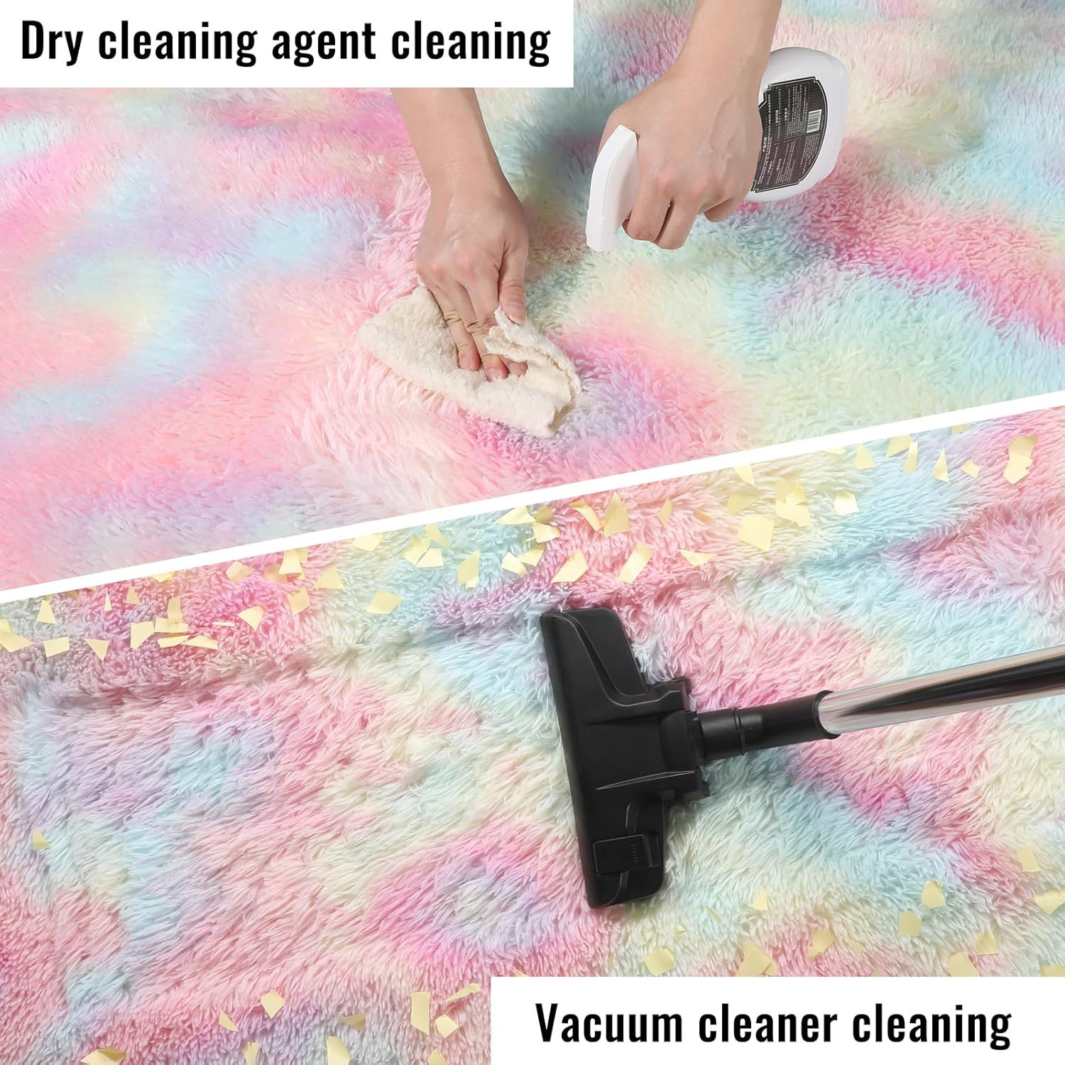 Vibrant 8X10 Rainbow Plush Area Rug for Kids & Girls’ Rooms