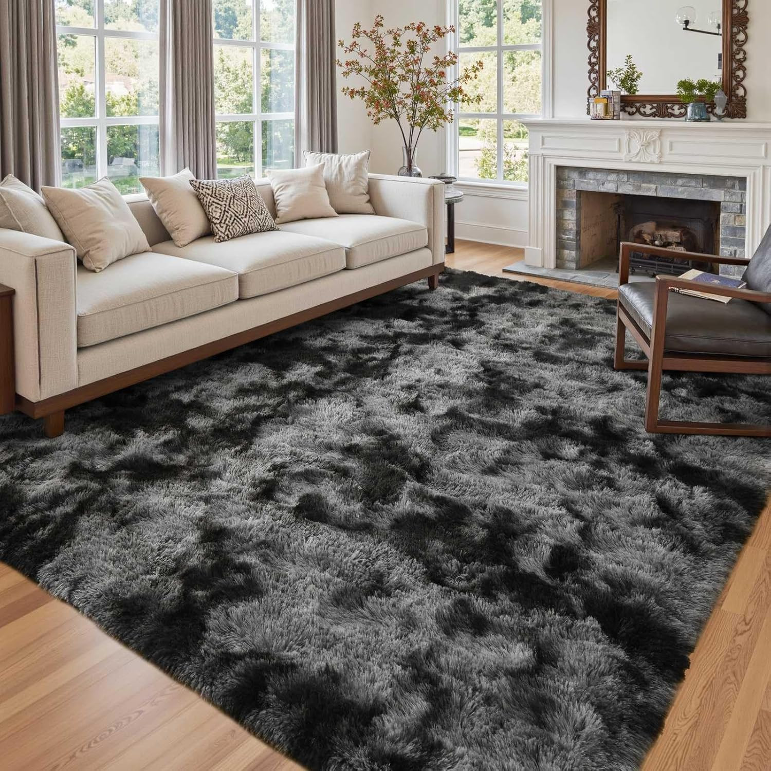 5X7 Ft Large Shag Rugs for Bedroom Living Room Decor for Men Boys, Tie Dyed Ultr