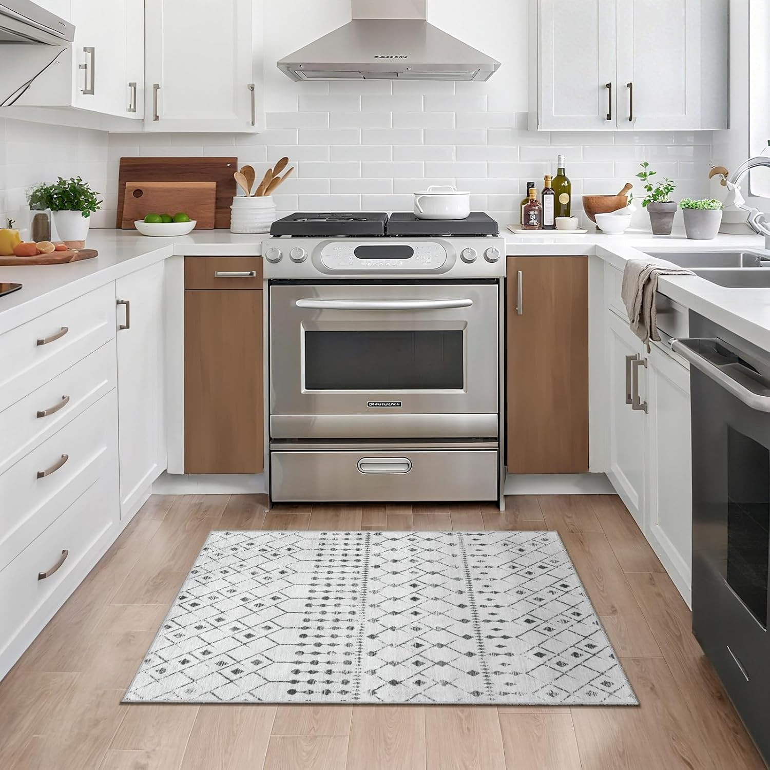 SERISSA 2×3 Washable Small Entry Rug Moroccan Geometric Distressed