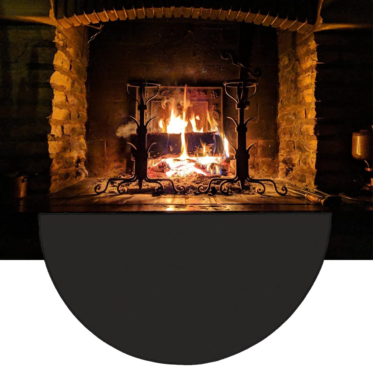 63″x37″ Extra Large Half Round Fireproof Fireplace Mat Hearth Rug Non-Slip.