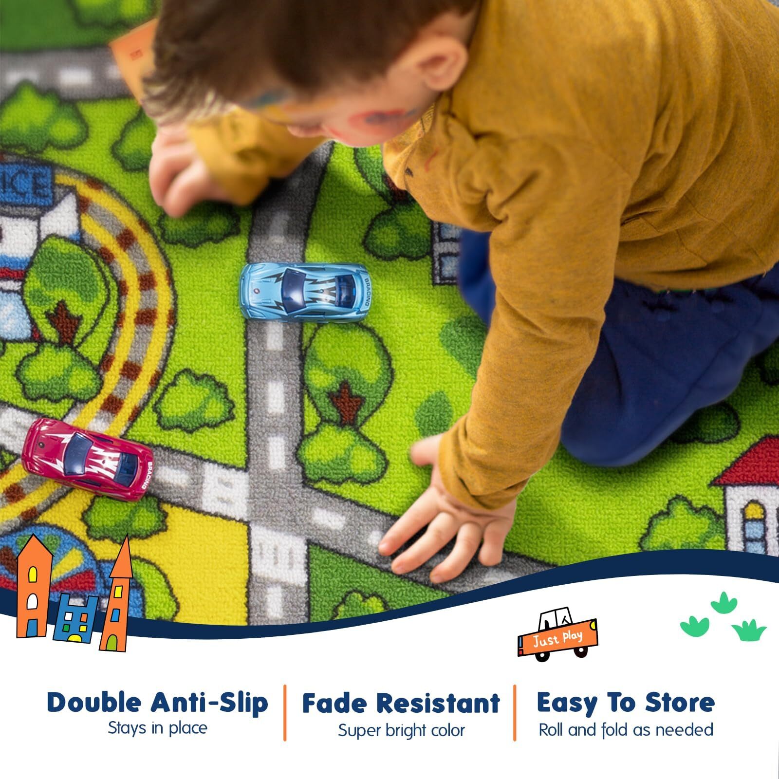 Booooom Jackson Car Rugs for KidsTrain and City RugRoad RugNon Slip Car Mat f…