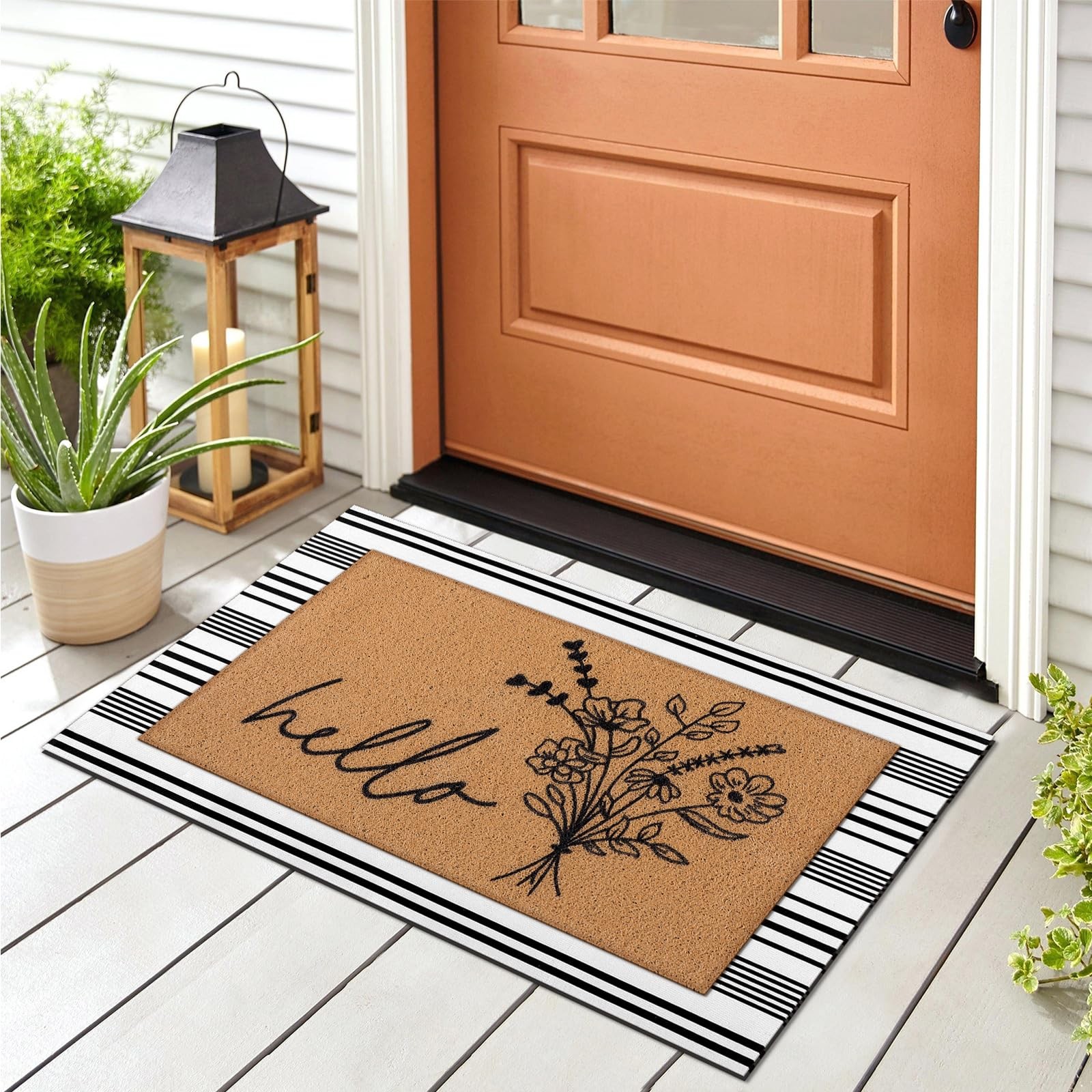 2 Pcs Door Mat Welcome Non Slip Coir Mats Floor Layering Doormats Seasonal fo…