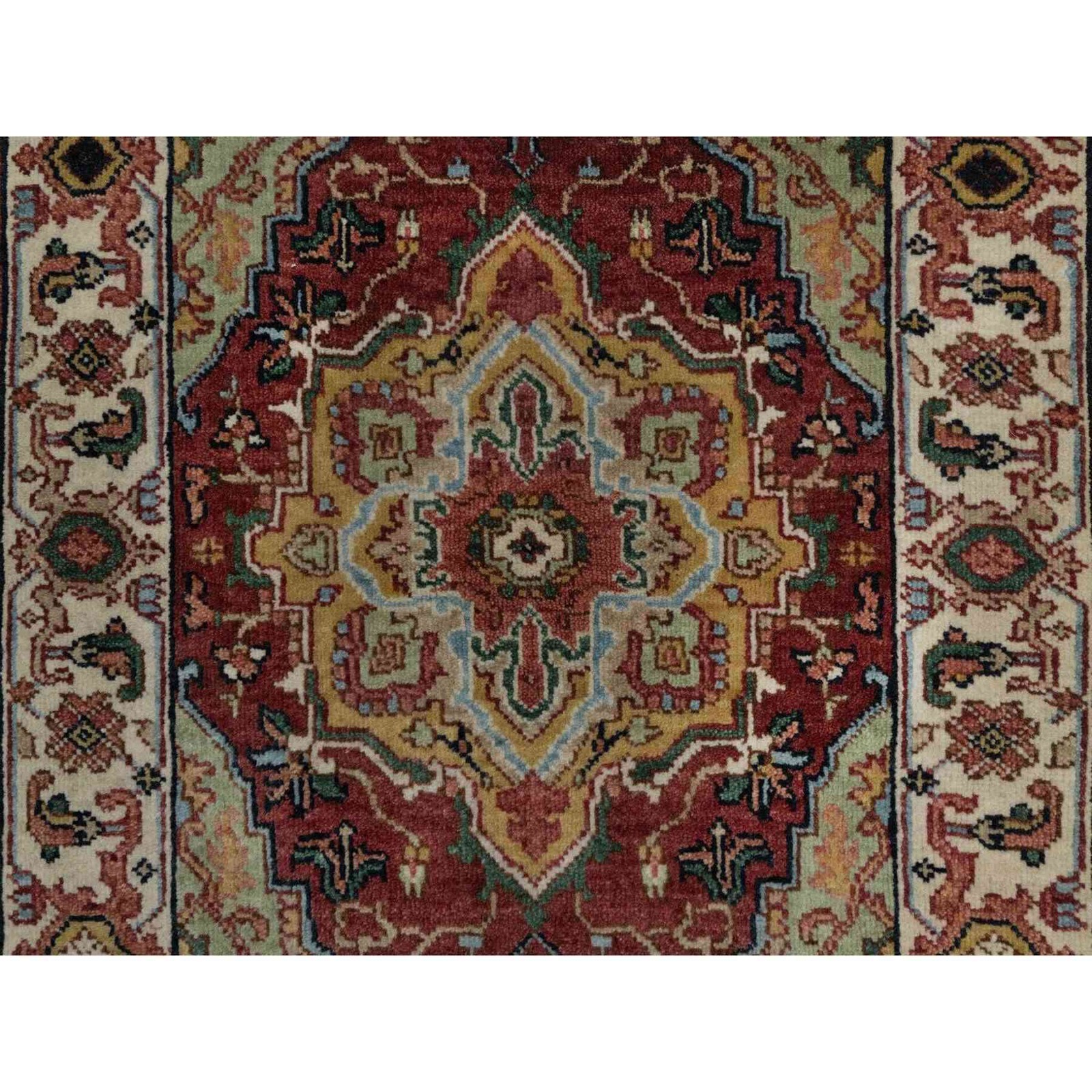 2’1″ x 3′ Red Antiqued Fine Heris Hand Knotted New Zealand Wool Mat Rug R91493