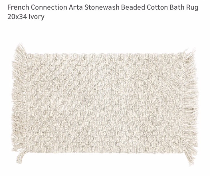 French Connection Arta Stonewash Textured Cotton Bath Rug 20 x 34 Ivory