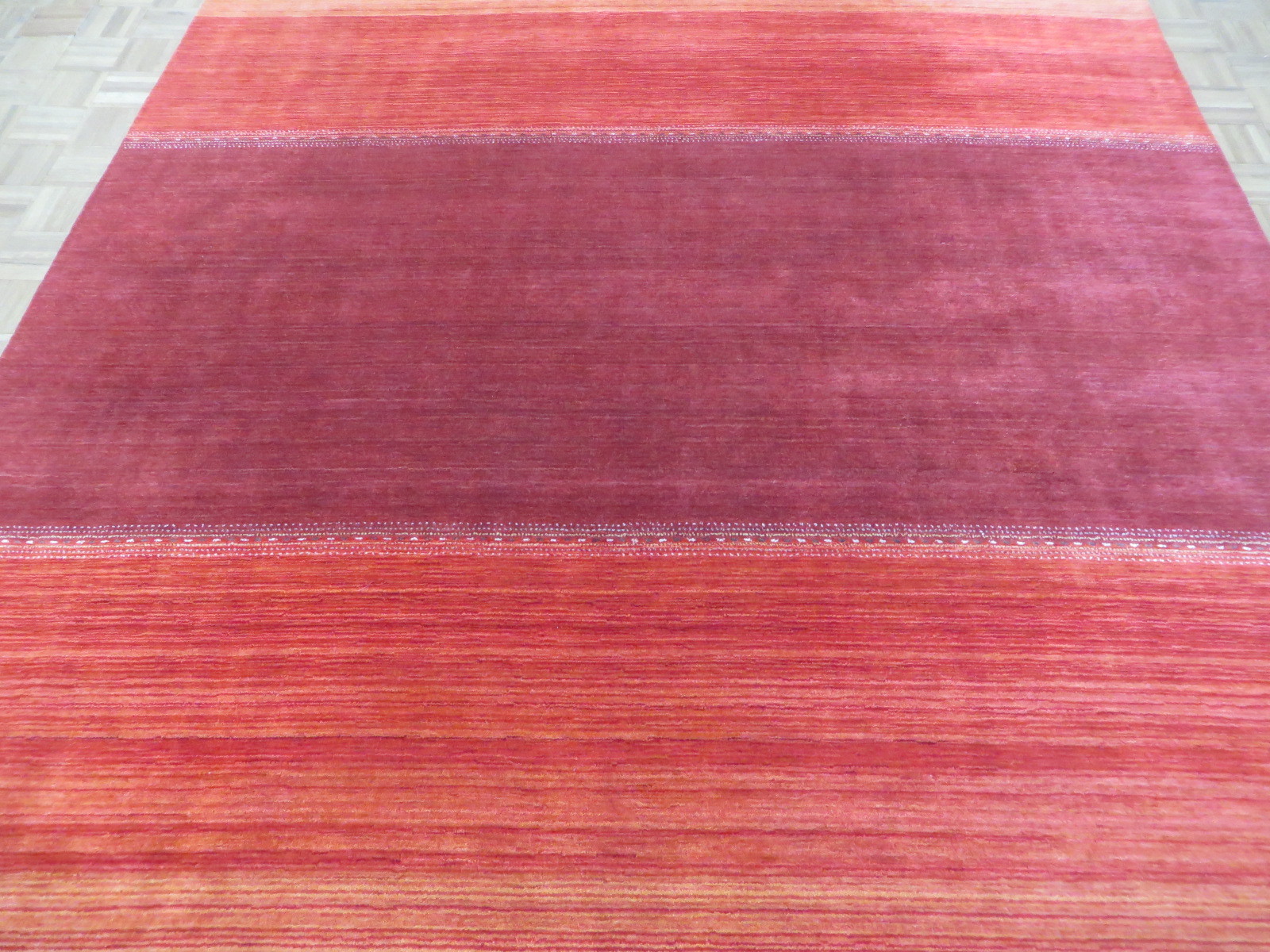 8’3 X 9’9 Hand Knotted Red Orange Modern Oriental Rug G5999