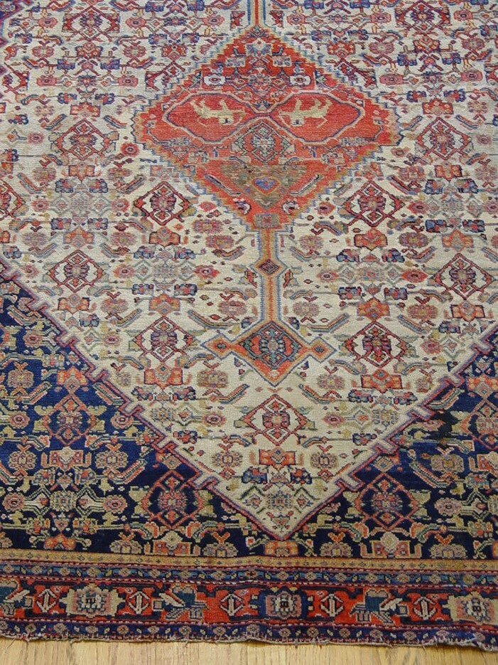 4’6″x6’6″ Antique 1850s Sennehh Lions Kurdish Hand Knotted Wool Oriental Rug