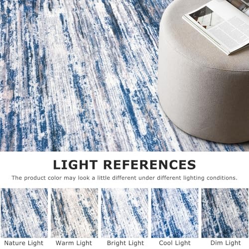 Navy Blue Gray Neutral 8′ x 10′ (Rectangular) Navy Blue/Gray/Neutral/Multi