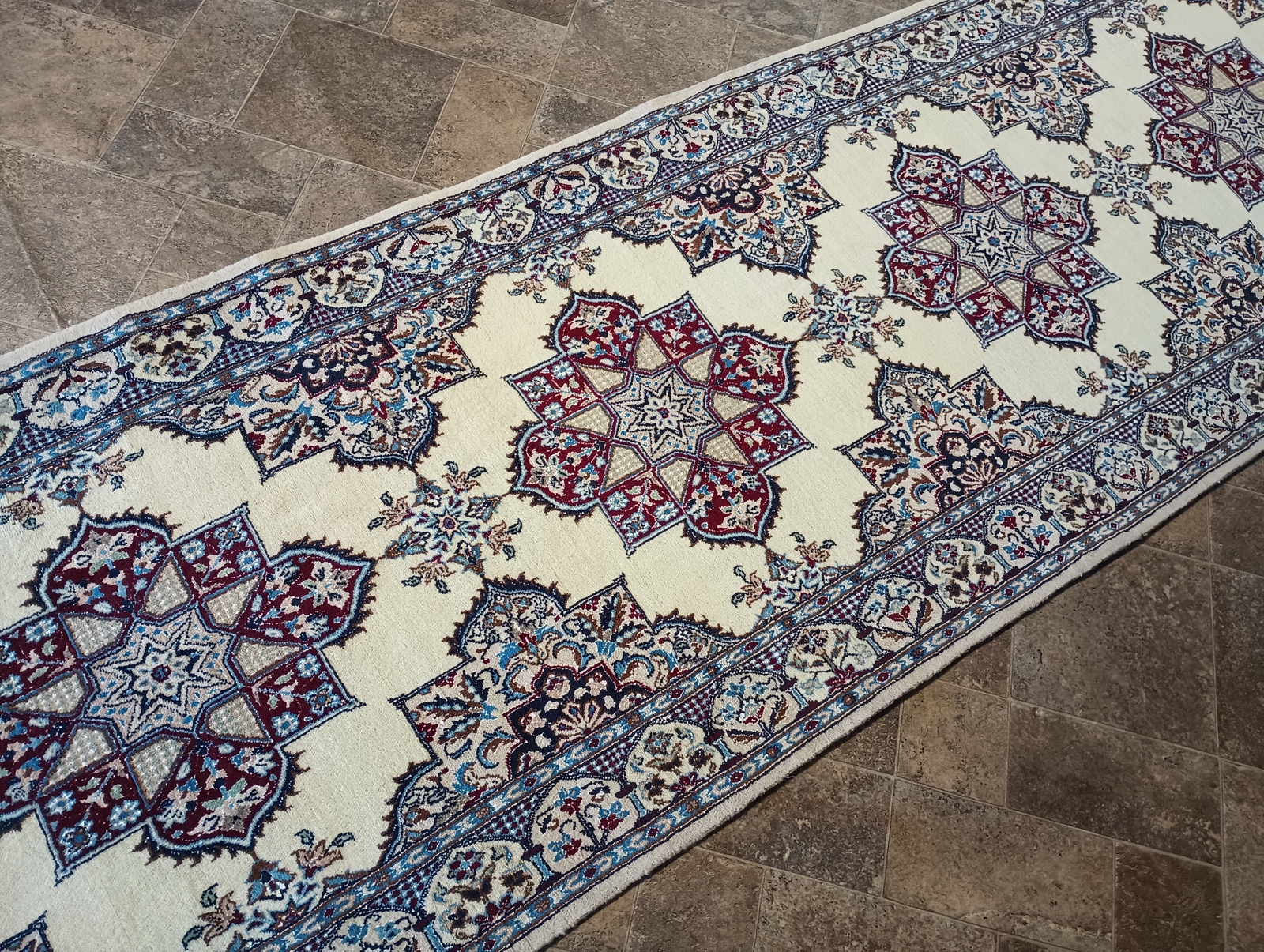 3×15 Runner Wool and Silk Traditional Nain Rug 400 KPSI #B-78916