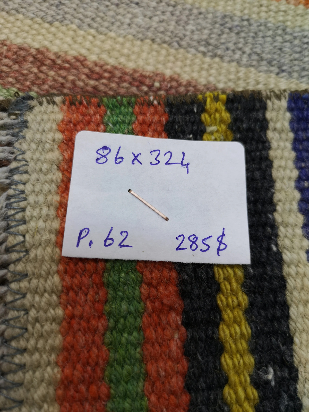 Colorful Striped Turkish Kilim Runner Rug, 2.8 x 10.6 ft
